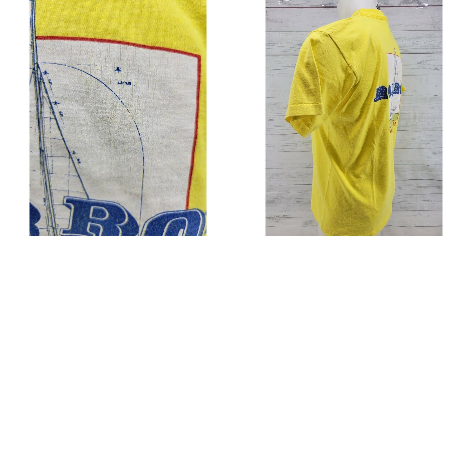 Vintage Vintage Rob Roy Racing Team Single Stitch Yellow Shirt Large Mens T-Shirt 20" Pit Measurements Vintage Size US L / EU 52-54 / 3 - 8 Thumbnail
