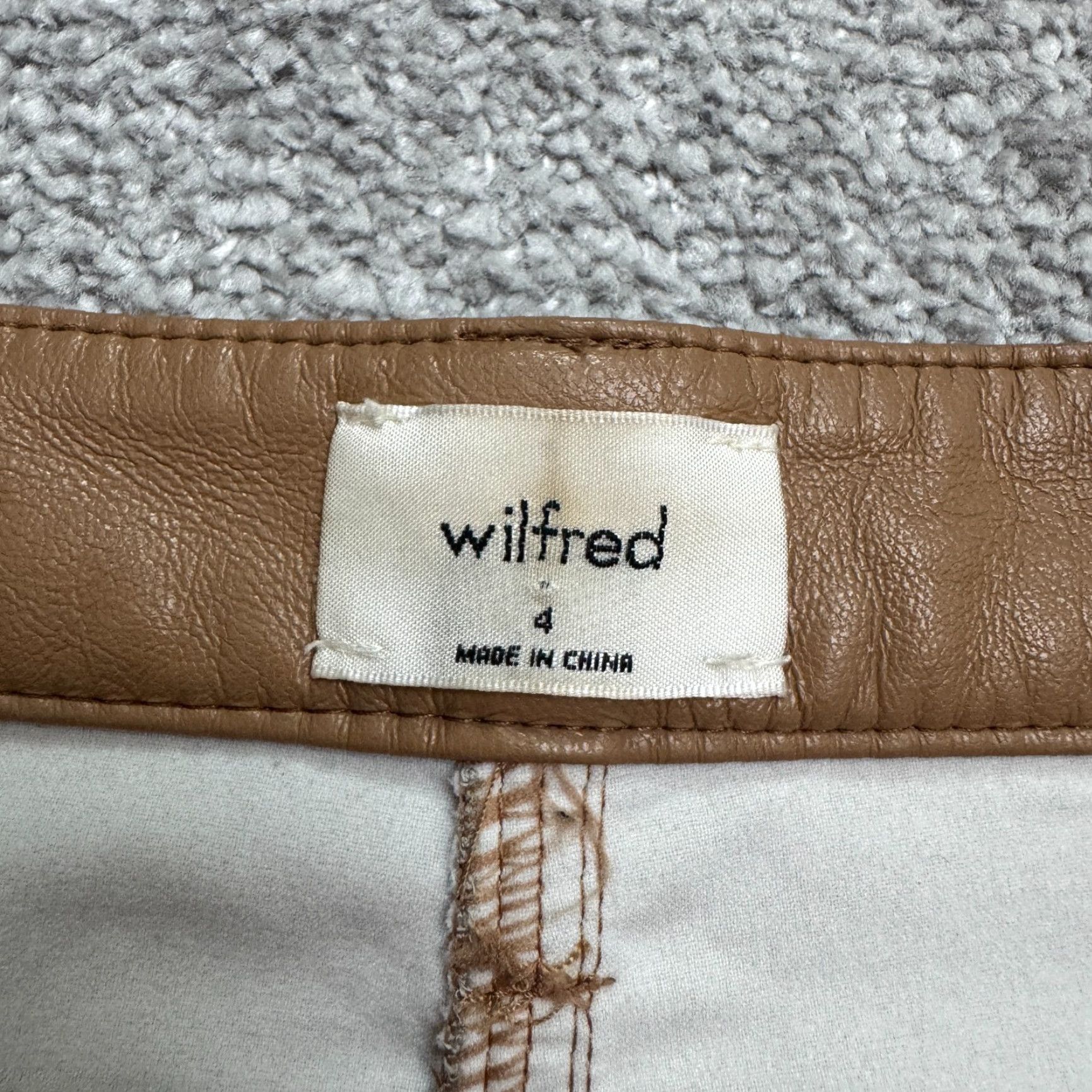 Vintage Wilfred Melina Faux Leather Straight Leg Trouser Pants Womens 4 Brown Size 27" / US 4 / IT 40 - 6 Thumbnail
