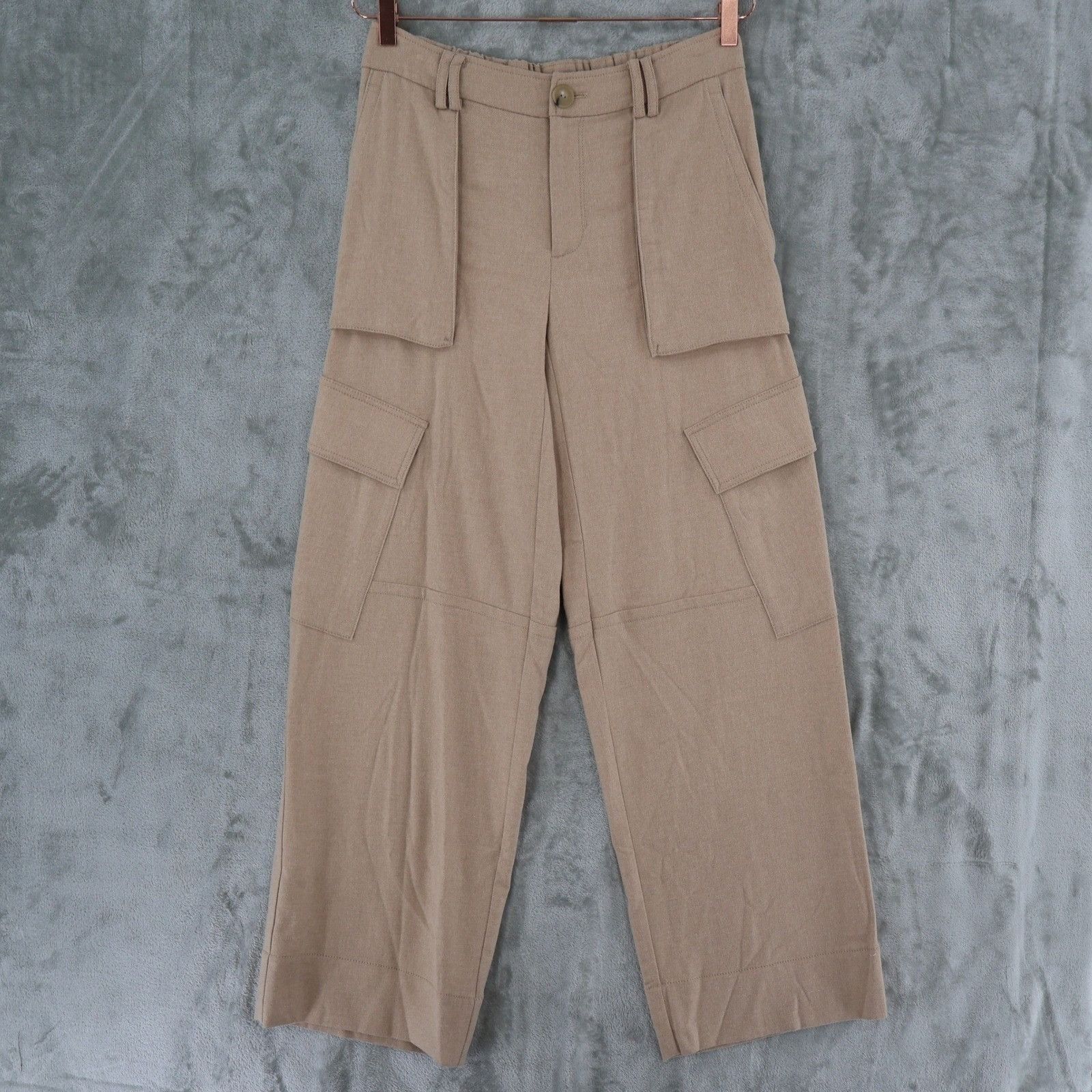 Vince Vince Wide Leg Cargo Pant Women 12 Tan Utility HighRise Wool Size 34" / US 12 / IT 48 - 1 Thumbnail