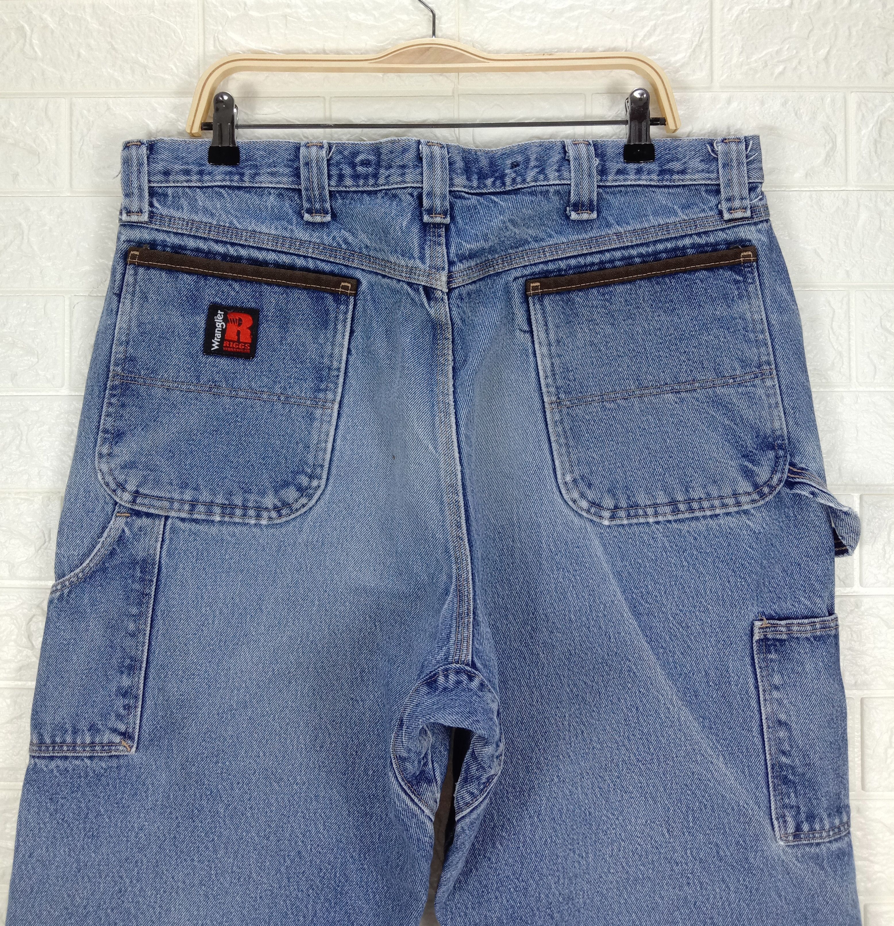 Wrangler Vintage Wrangler Rigg Workwear Faded Blue Double Knee Jeans Size US 37 - 6 Thumbnail