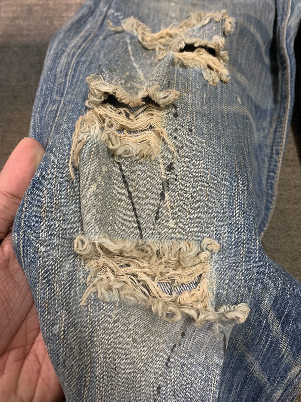 If Six Was Nine × Japanese Brand × Le Grande Bleu (L.G.B.) CRAZY DOPE DISTRESSED SPLATTER 503 EDWIN BLUE TRIP VINTAGE Size US 33 - 11 Thumbnail