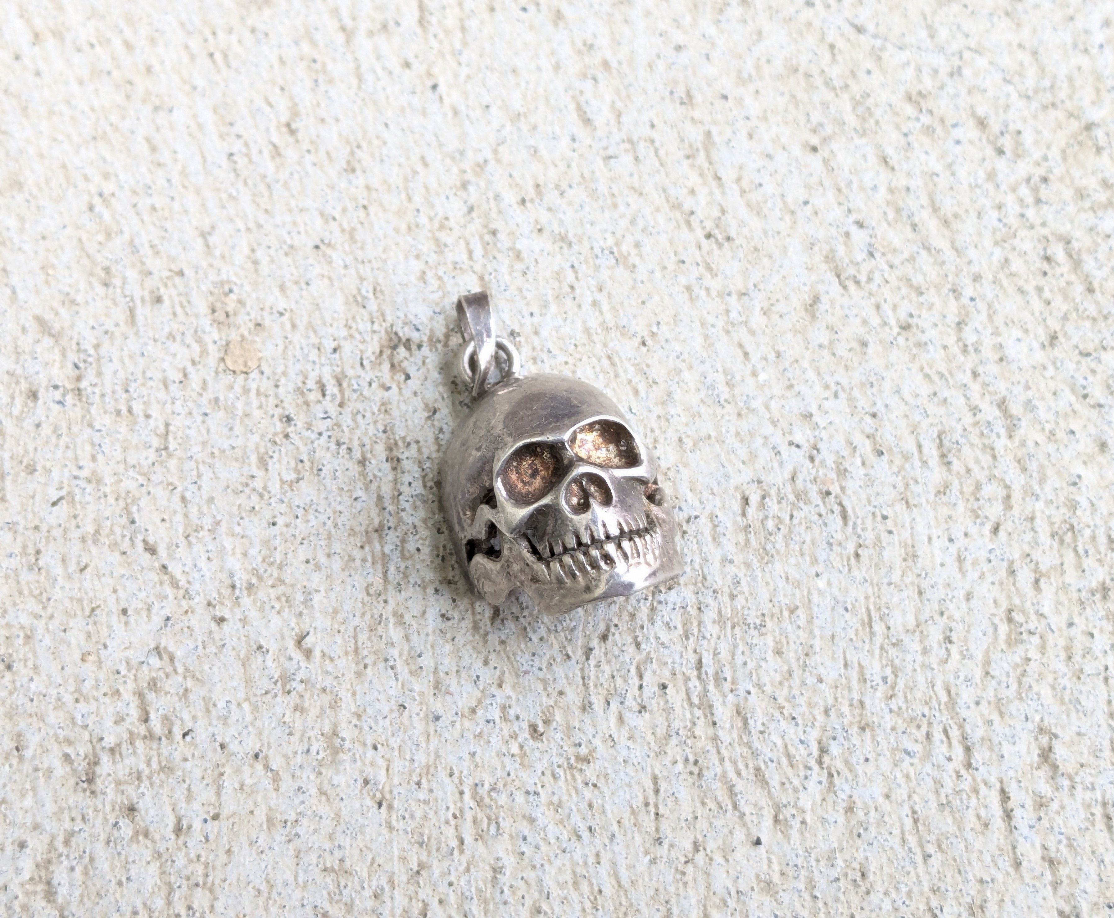 Other Vintage Sterling Silver Pendant Skull Skeleton Punk Size ONE SIZE - 1 Thumbnail