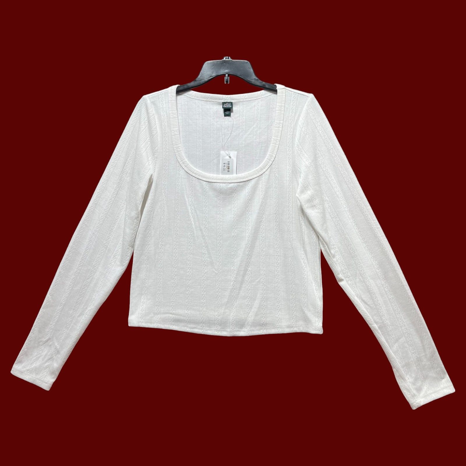 Other Wild Fable - Women's Long Sleeve Pointelle T-Shirt - White - Size XXL / US 16-18 / IT 52-54 - 1 Thumbnail