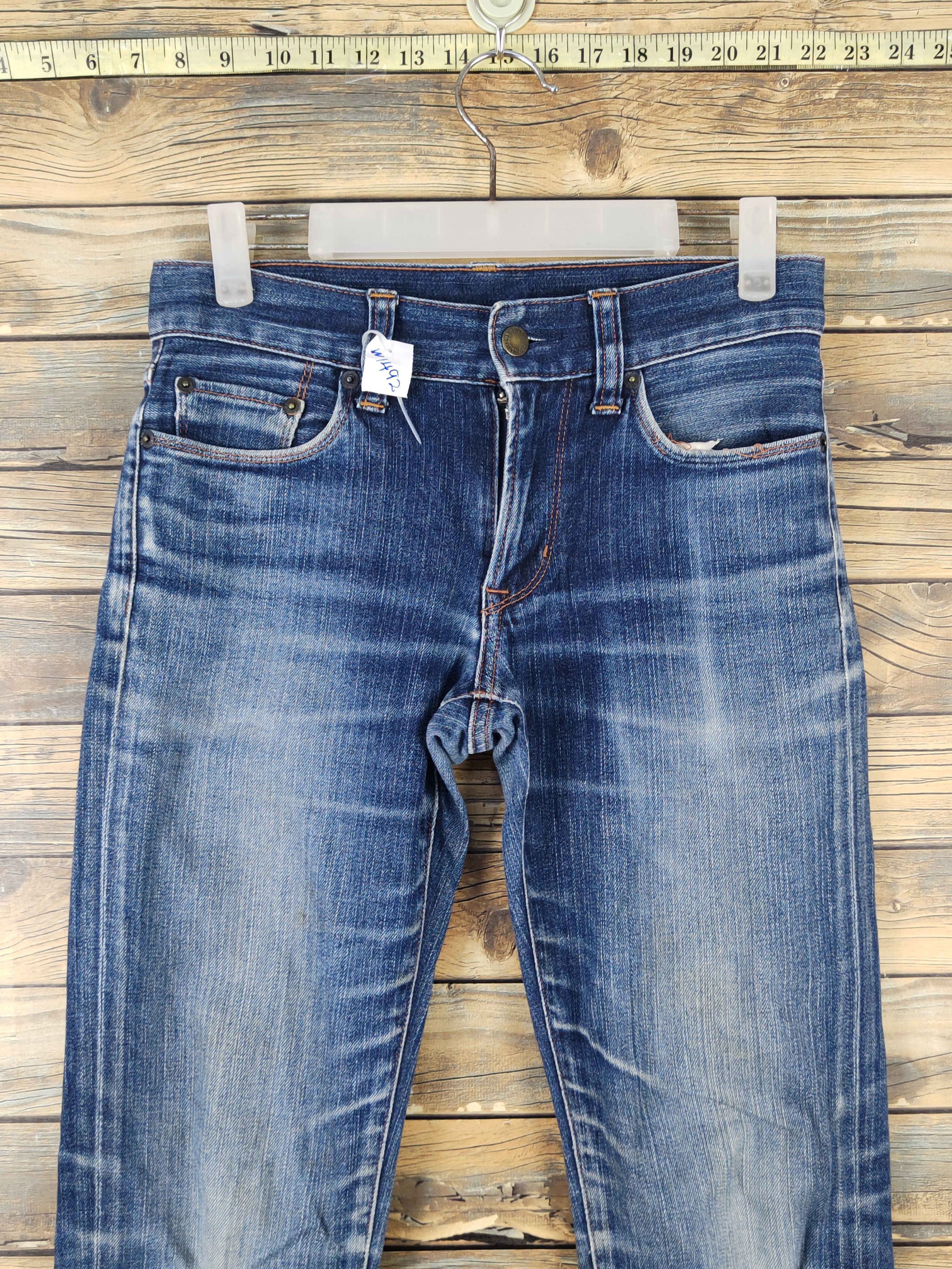 Japanese Brand Uniqlo Dark Blue Distressed Ripped denim Jeans #W1492 Size US 29 - 2 Thumbnail