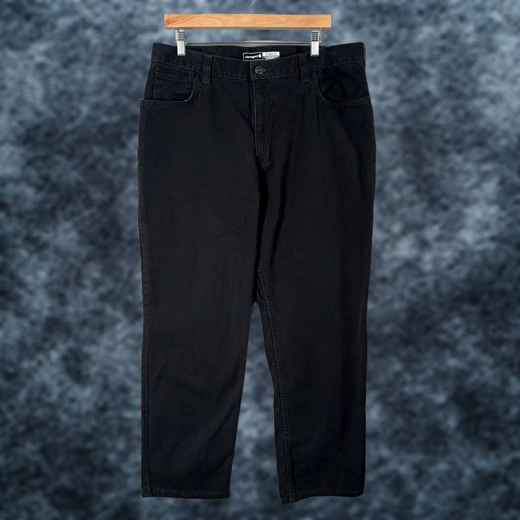 Carhartt Carhartt Rugged Flex Rigby Mens 38x31 Black Canvas 5 Pocket Relaxed Fit Pants Size US 38 / EU 54 - 1 Thumbnail
