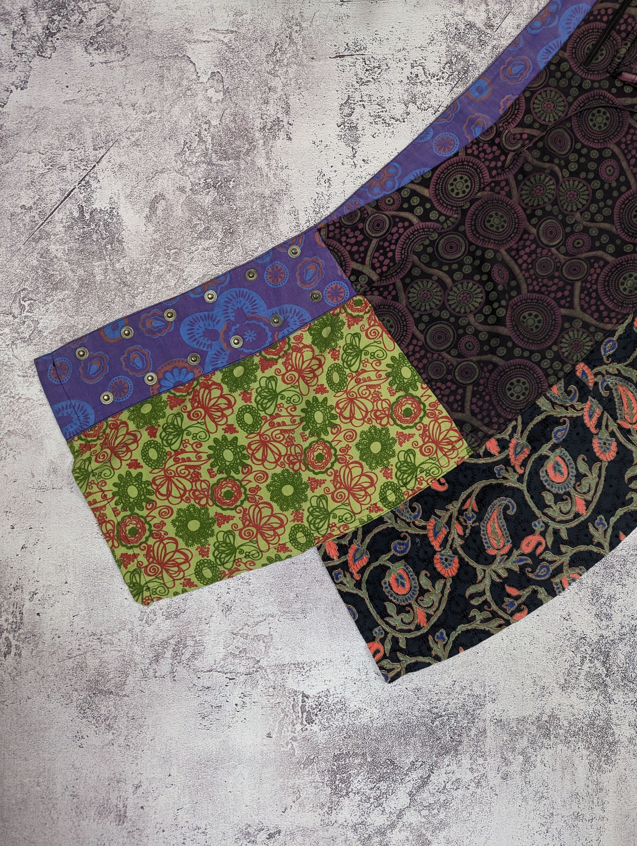 Japanese Brand VTG Japanese Patchwork Wrap Skirt Boho Fairy M/L Size 31" - 21 Thumbnail