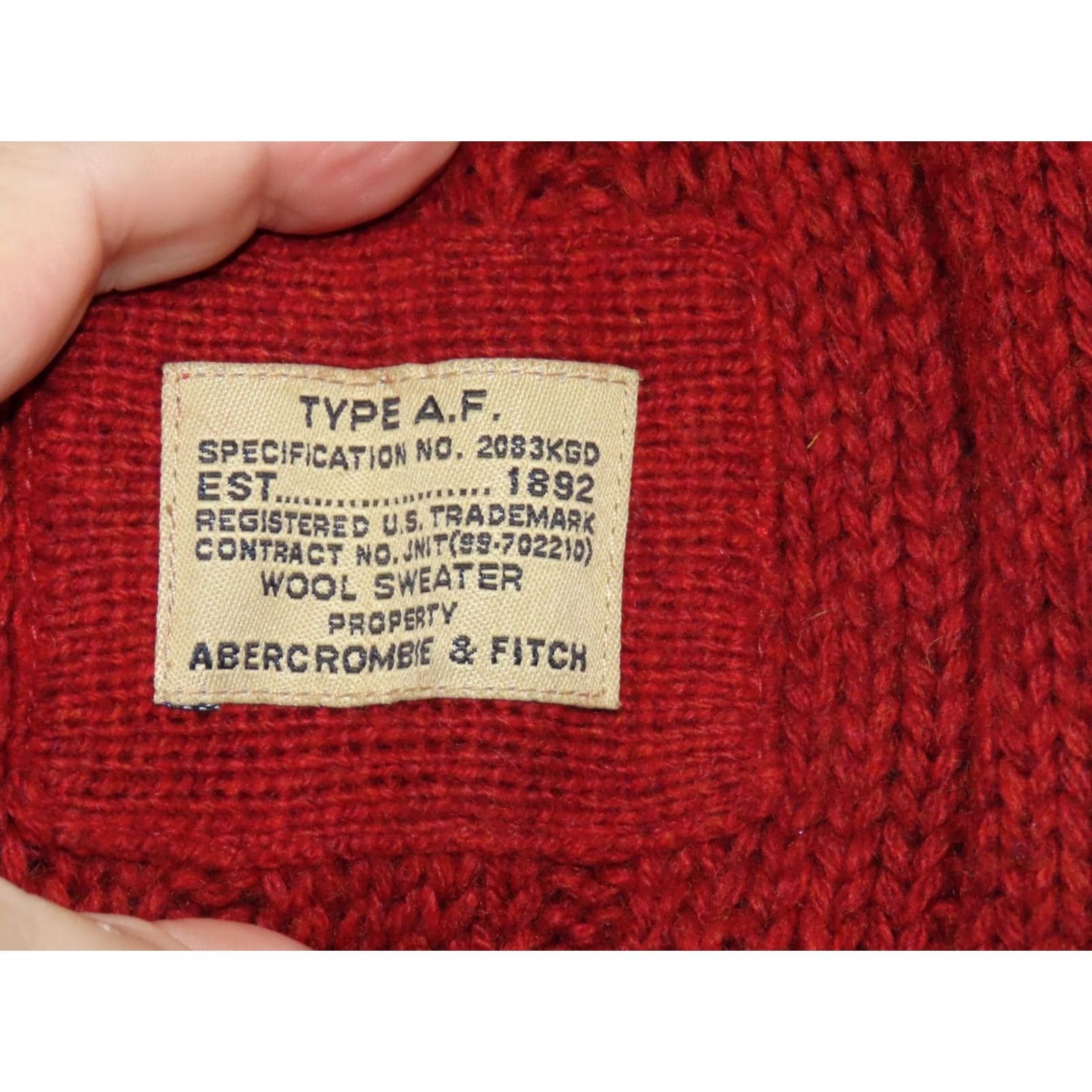 Abercrombie & Fitch Abercrombie & Fitch Wool Blend Ribbed Men's L Turtleneck Sweater Red Stripe Size US L / EU 52-54 / 3 - 4 Thumbnail