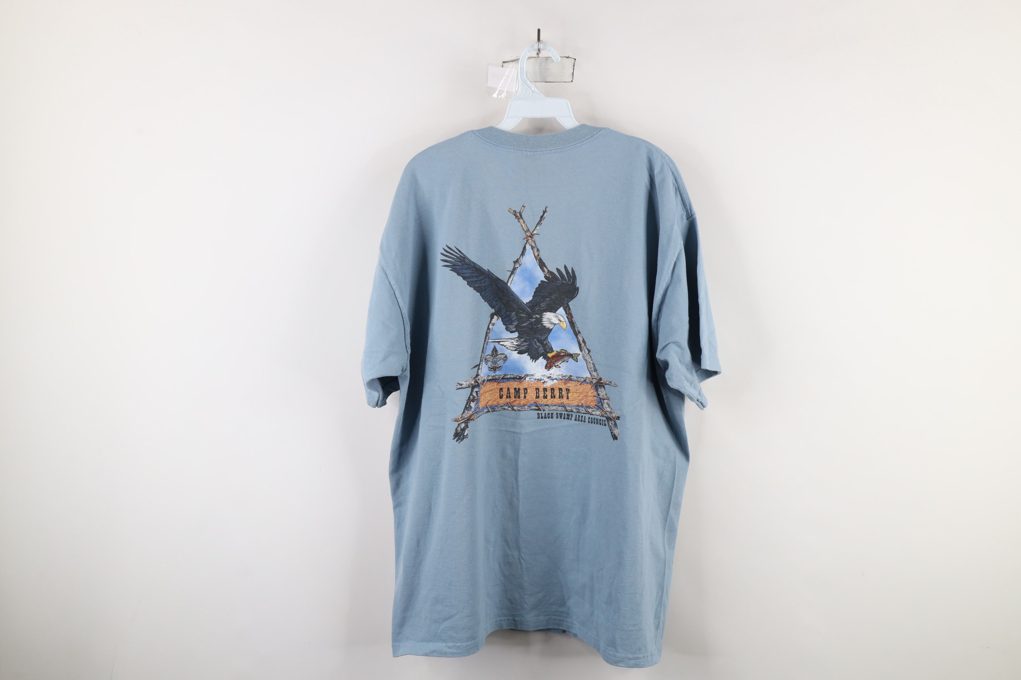 Vintage Vintage 90s Scouts of America Camp Berry Eagle T-Shirt Blue Size US XL / EU 56 / 4 - 10 Thumbnail