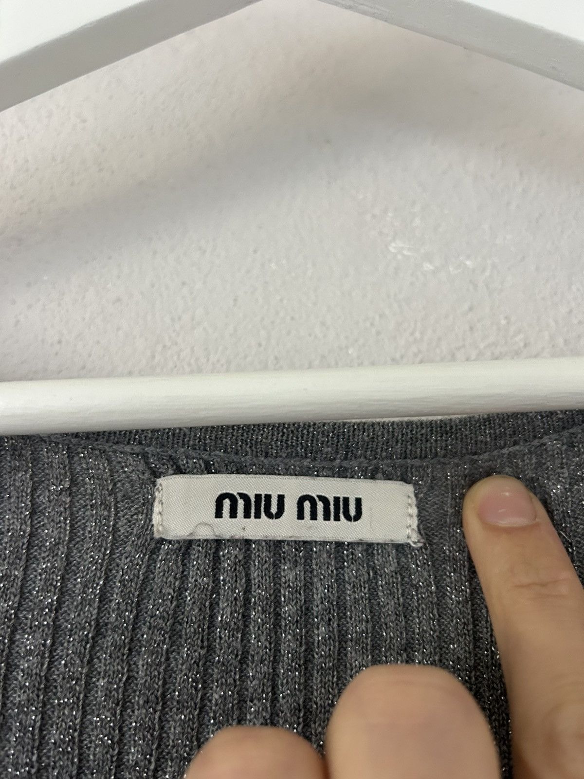 Miu Miu Miu Miu Grey Ribbed Stretch Knit Dress with Button Detail Size M / US 6-8 / IT 42-44 - 6 Thumbnail