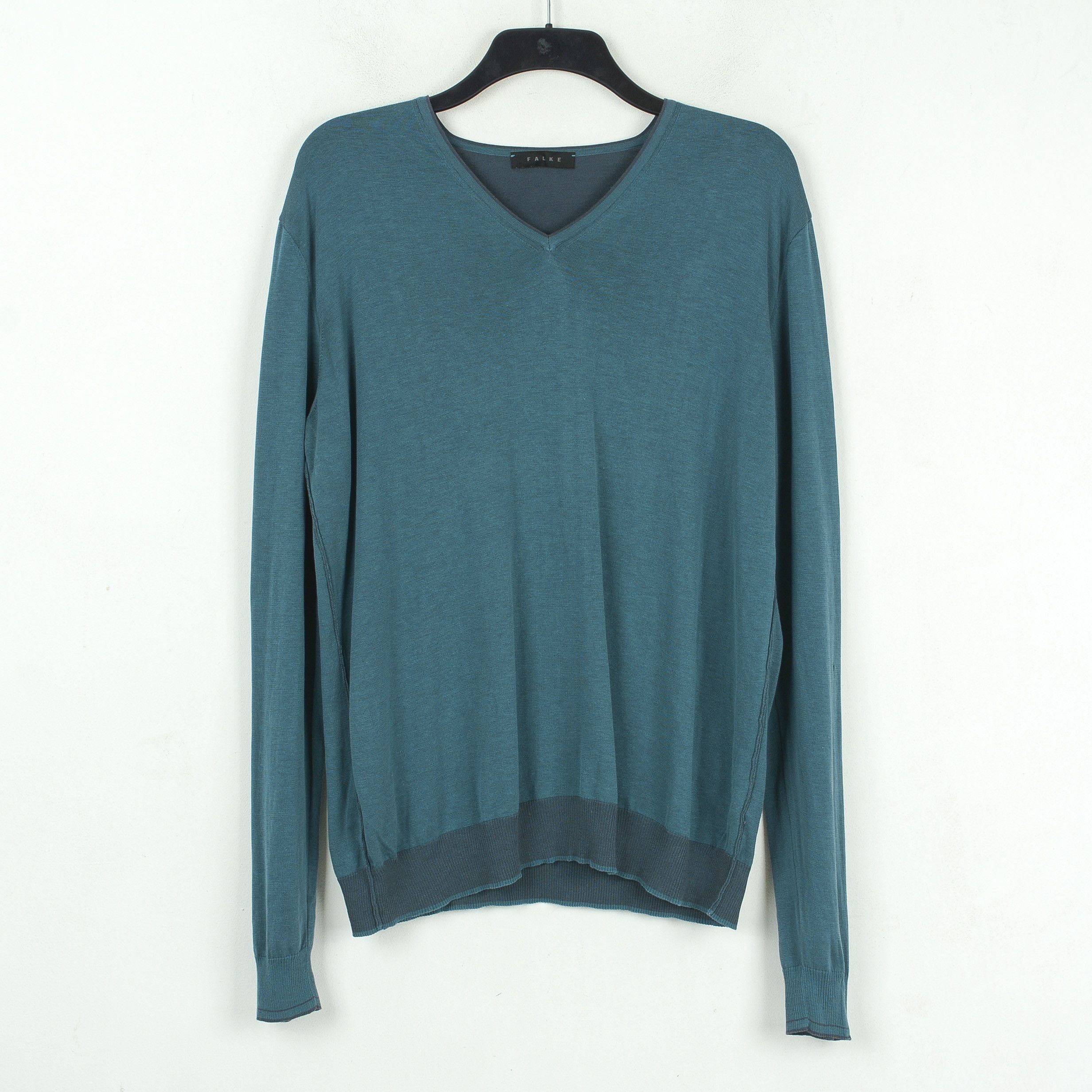 FALKE Men L V-Neck Sweater Jumper Pullover Sweatshirt Thin Knit Size US L / EU 52-54 / 3 - 1 Thumbnail