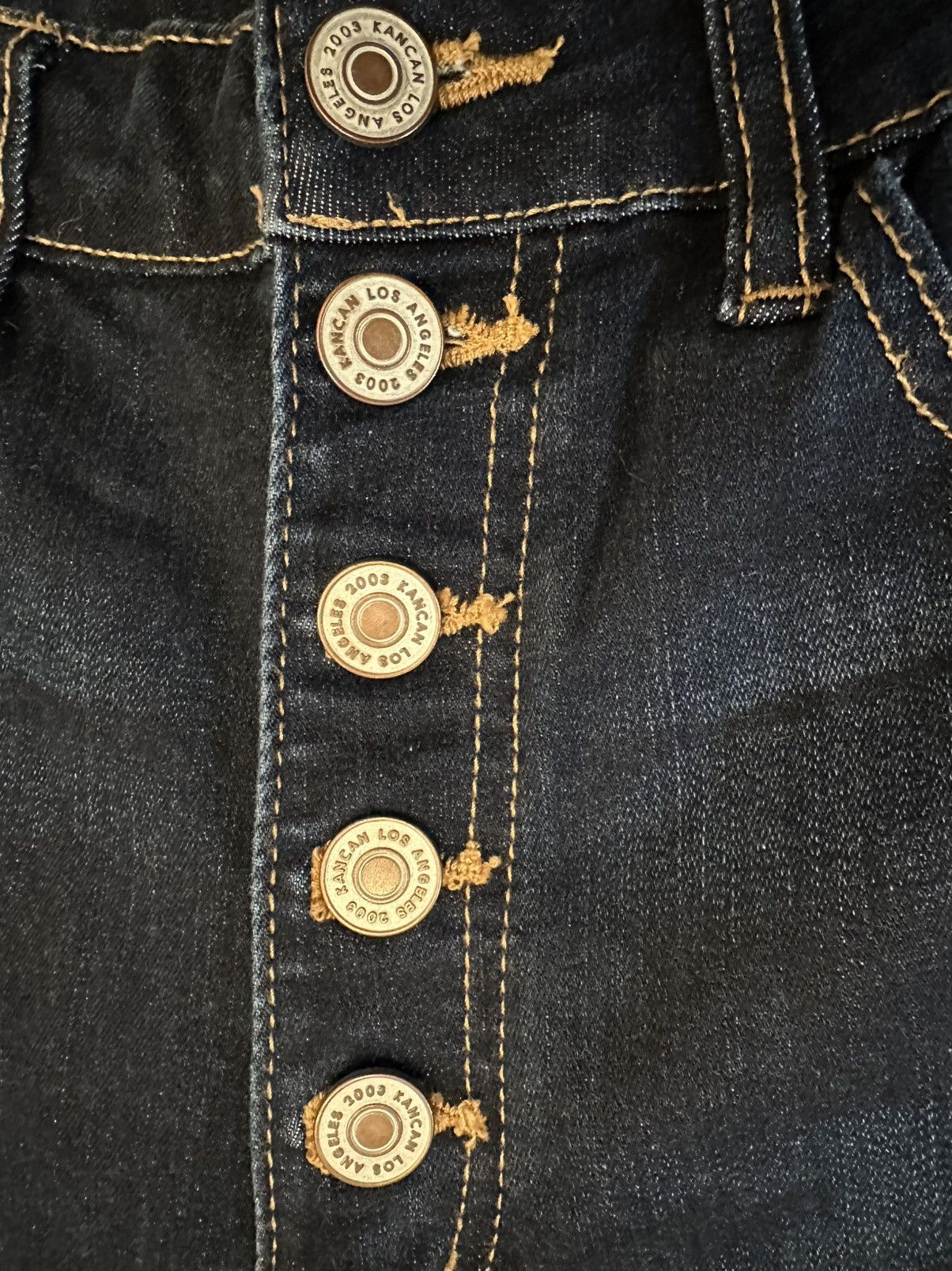 Kancan USA Kancan Jeans Skinny Frayed Raw Hem Dark Wash Button Fly-28 Size 28" / US 6 / IT 42 - 6 Thumbnail