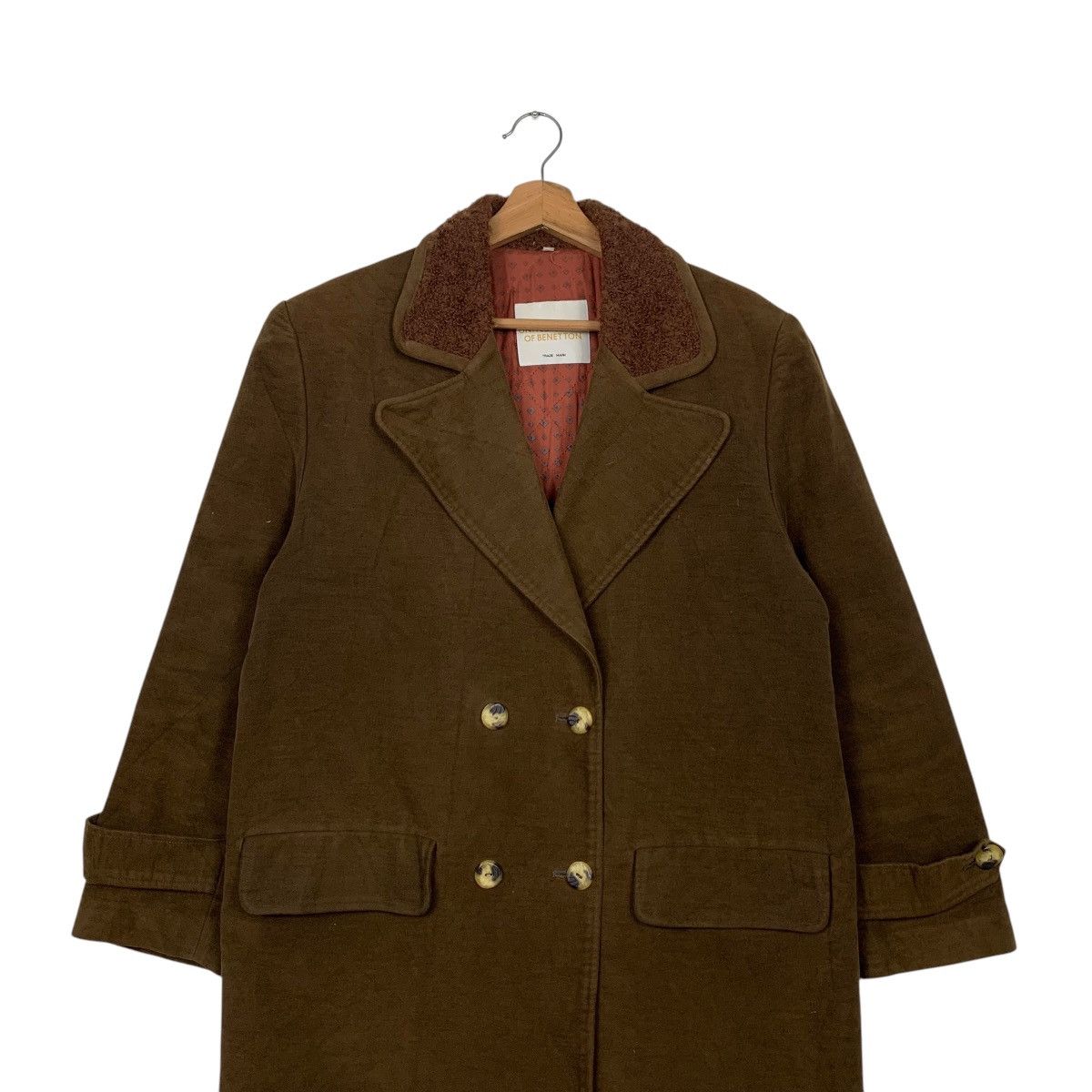 United Colors Of Benetton BENETTON Double Breasted Cotton Overcoat #2571-C116 Size M / US 6-8 / IT 42-44 - 3 Thumbnail