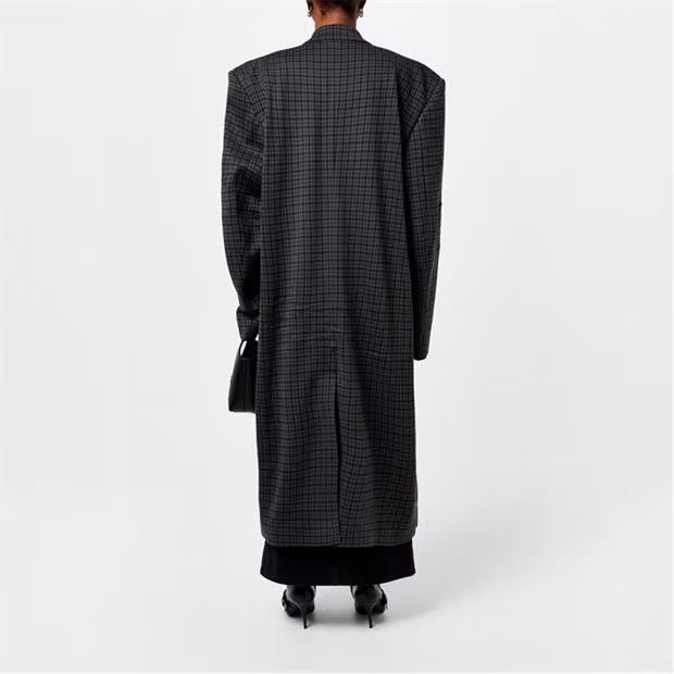 Balenciaga o1g2r1mq0924 Oversized Houndstooth Coats in Grey Size S / US 4 / IT 40 - 4 Thumbnail
