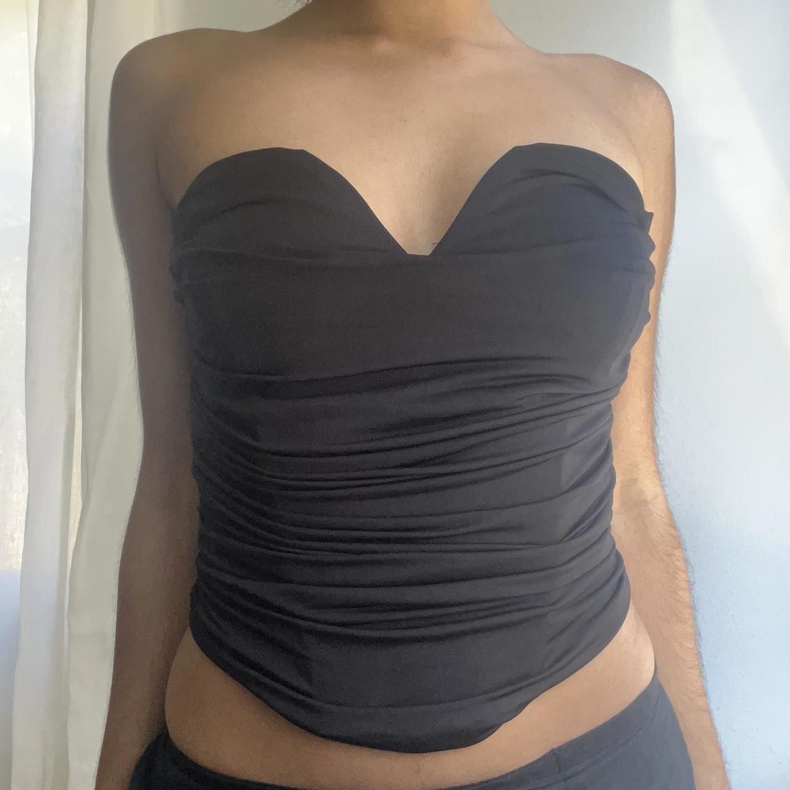 Express Black ruched bustier top #goth #punk #festivalvibes Size ONE SIZE - 2 Thumbnail