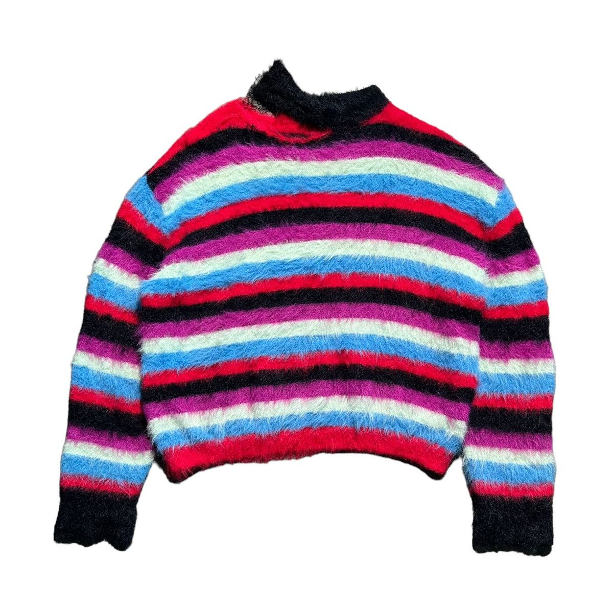 Candy stripper furry fuzzy striped sweater
