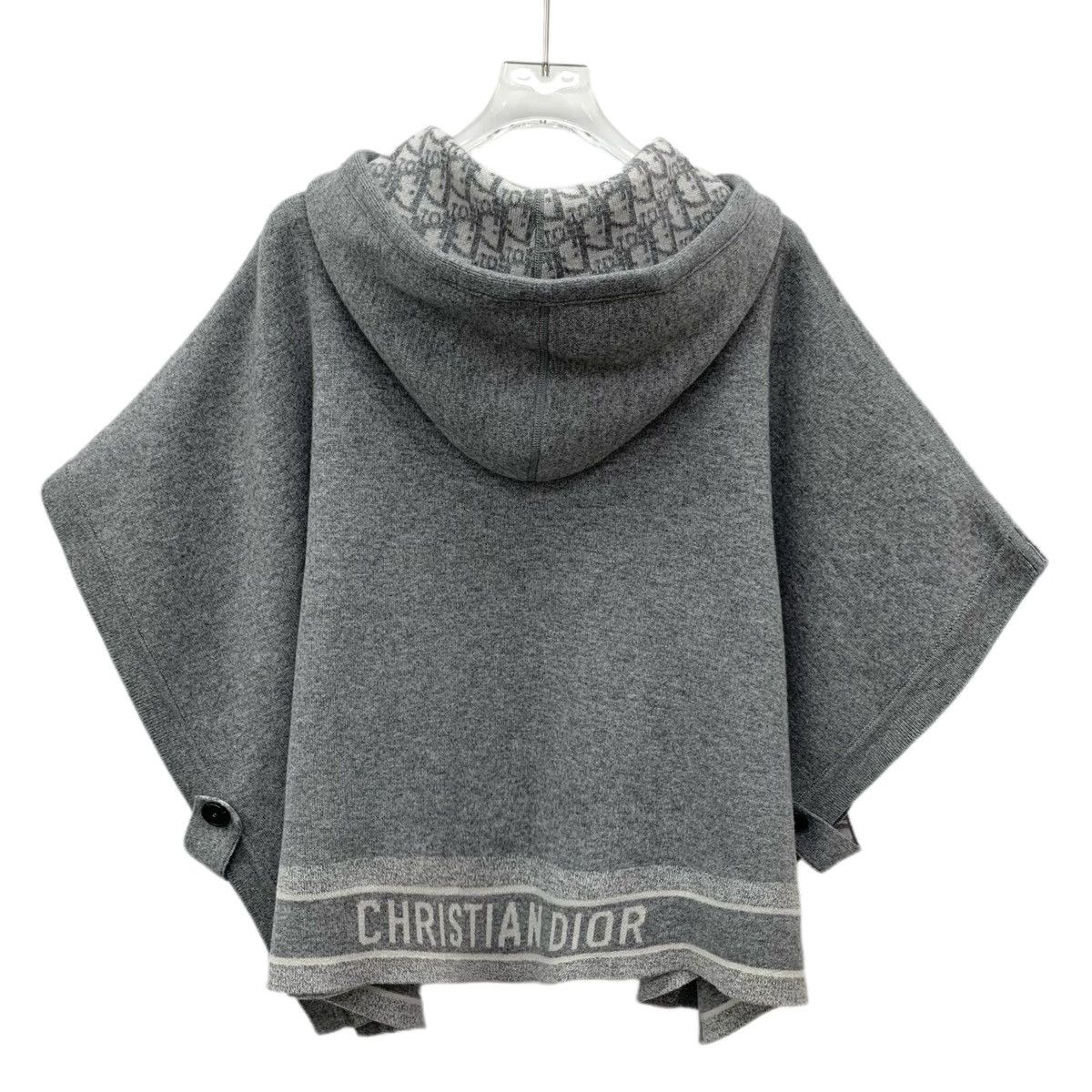 Dior Dior Grey Inner Logo Cashmere Hooded Cape Coat K26WX Size XXS / US 00 / IT 34 - 2 Thumbnail