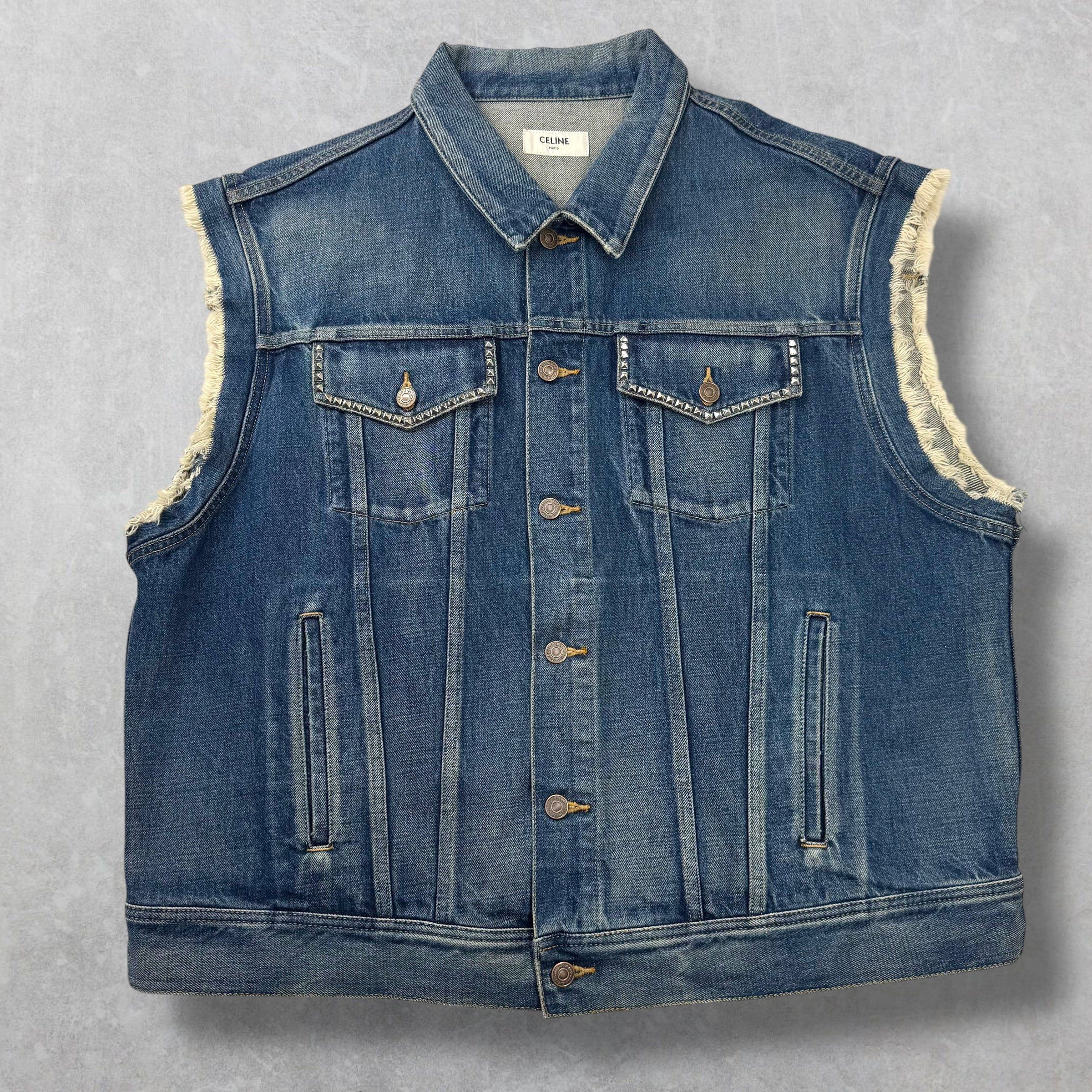Celine Celine Studded Denim Vest XL Size US XL / EU 56 / 4 - 1 Thumbnail