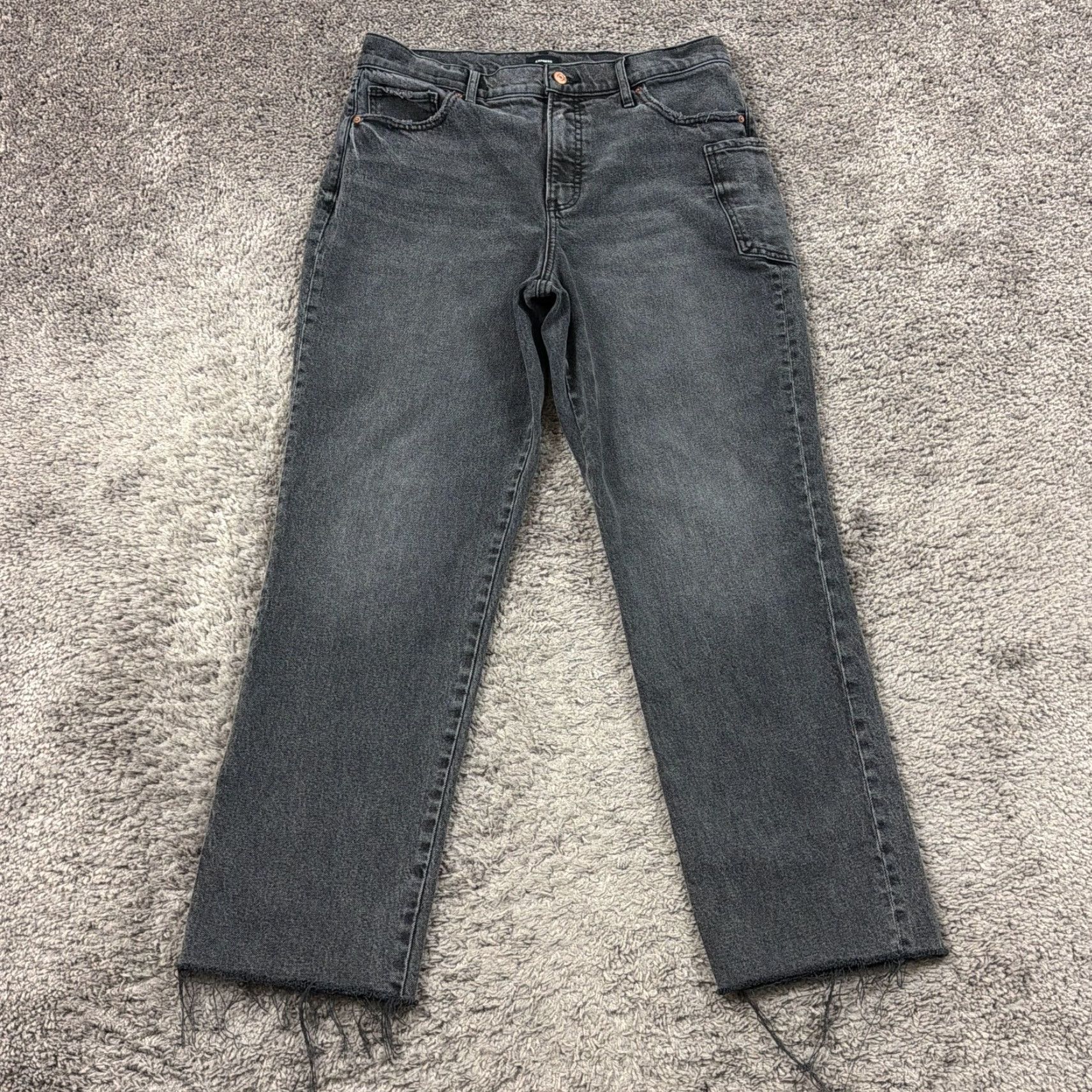 Express Express Jeans Womens 12 Black Straight Leg High Rise Stretch Denim Modern 31x29 Size 34" / US 12 / IT 48 - 2 Thumbnail