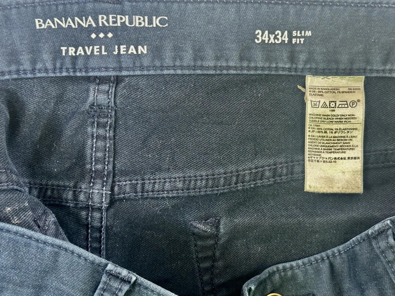 Banana Republic Banana Republic Men's Blue 34/34 Slim Fit Travel Jeans Size US 34 / EU 50 - 6 Thumbnail