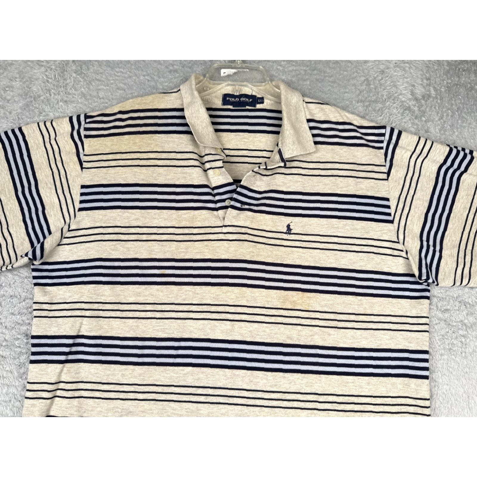 Ralph Lauren VINTAGE Ralph Lauren Polo Golf Shirt Mens 2XL Beige Stripe 100% Cotton Polo Shirt Men 2XL Beige Stripe Polo Golf Size US XXL / EU 58 / 5 - 4 Thumbnail