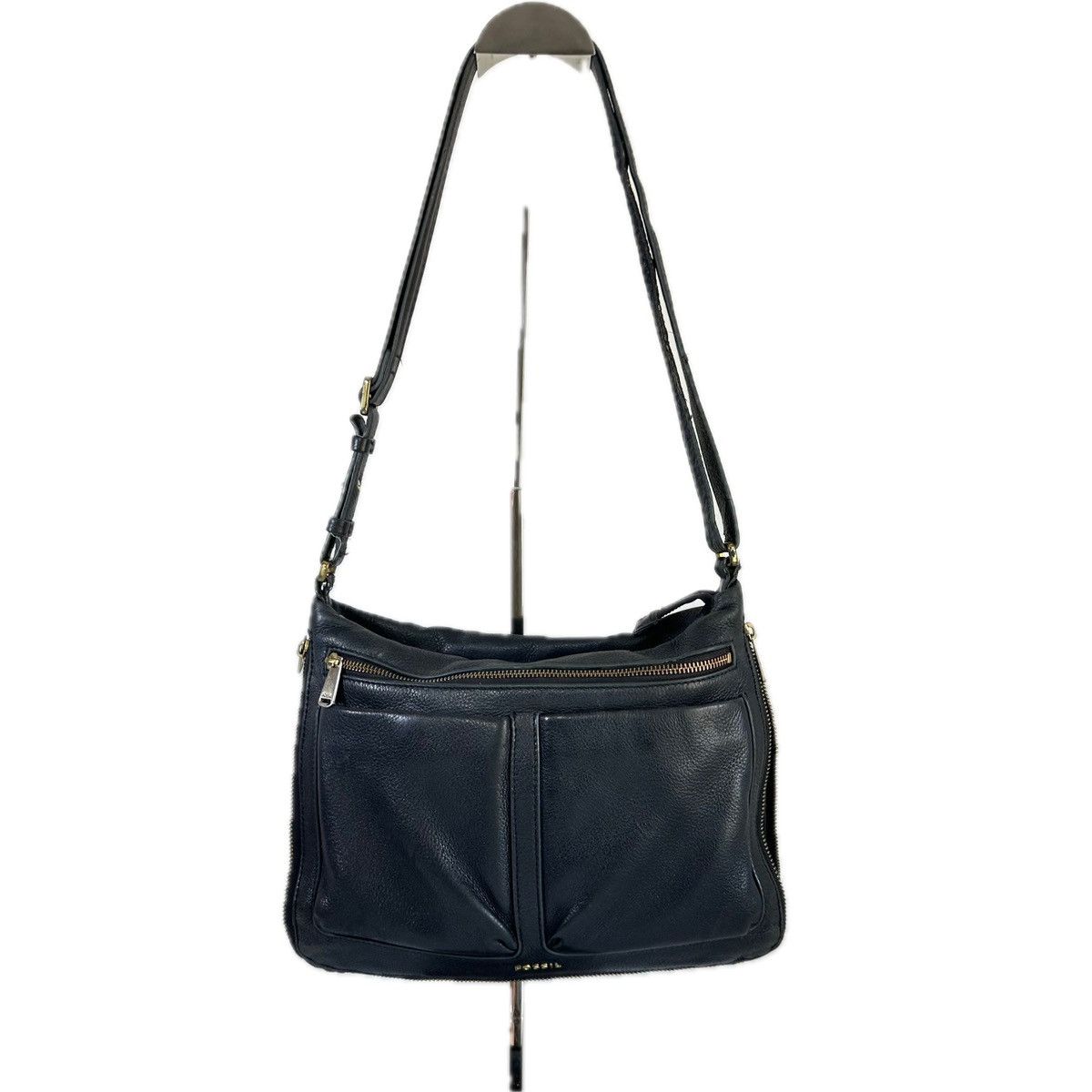 Fossil Fossil Black Pebbled Leather Crossbody Bag ZipTop Expandable Size ONE SIZE - 8 Thumbnail