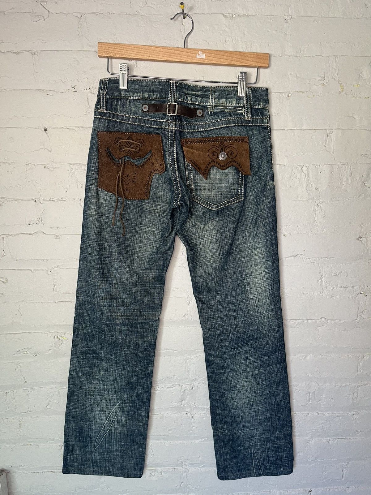 Marithe + Francois Girbaud Y2K Marithé Francois Girbaud Western Suede Detail Denim Size 24" / US 00 / IT 34 - 3 Thumbnail