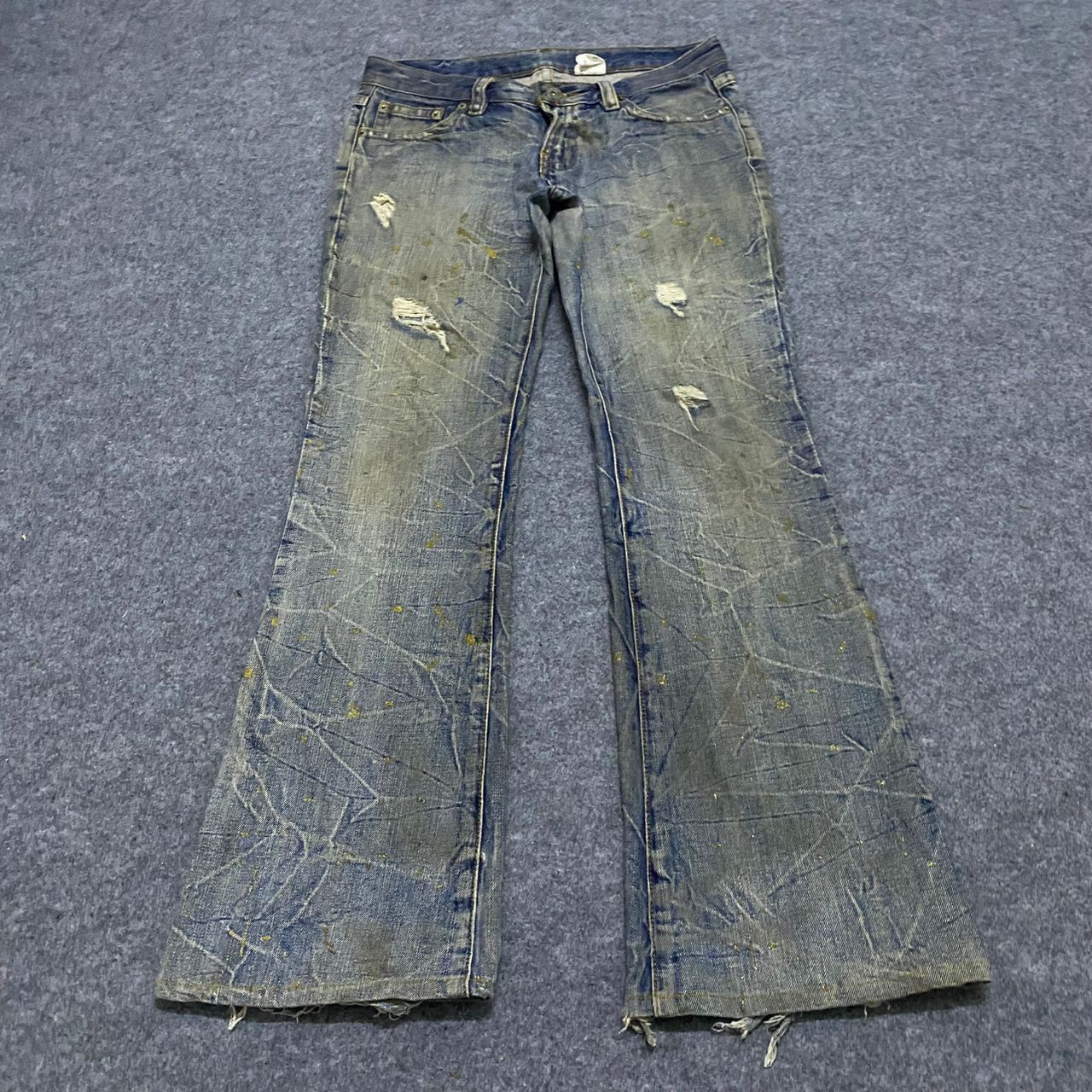 Japanese Brand 💥Flare💥Vintage Agate Label Punk Distressed Denim Size 32" / US 10 / IT 46 - 1 Thumbnail