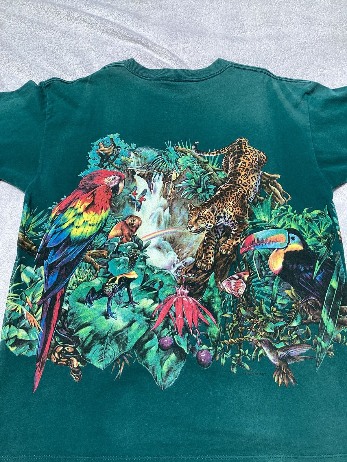 Vintage Vtg 90s rainforest aop green single stitch habitat Tee Size US XL / EU 56 / 4 - 4 Thumbnail