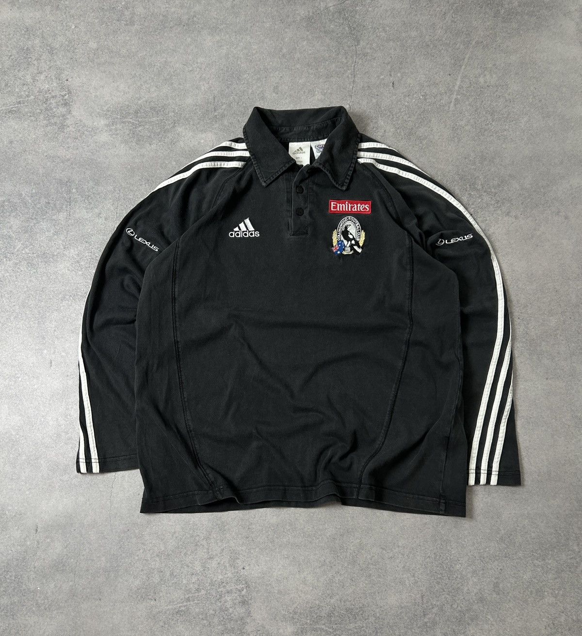 Adidas Vintage Adidas x AFL Collingwood long-sleeved mens Size US L / EU 52-54 / 3 - 1 Thumbnail
