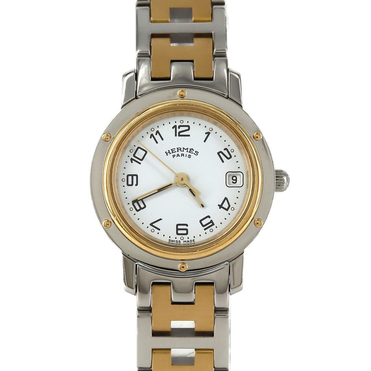 Hermes Hermes Clipper Stainless Steel Quartz Metal Quartz DUTY FREE for USA