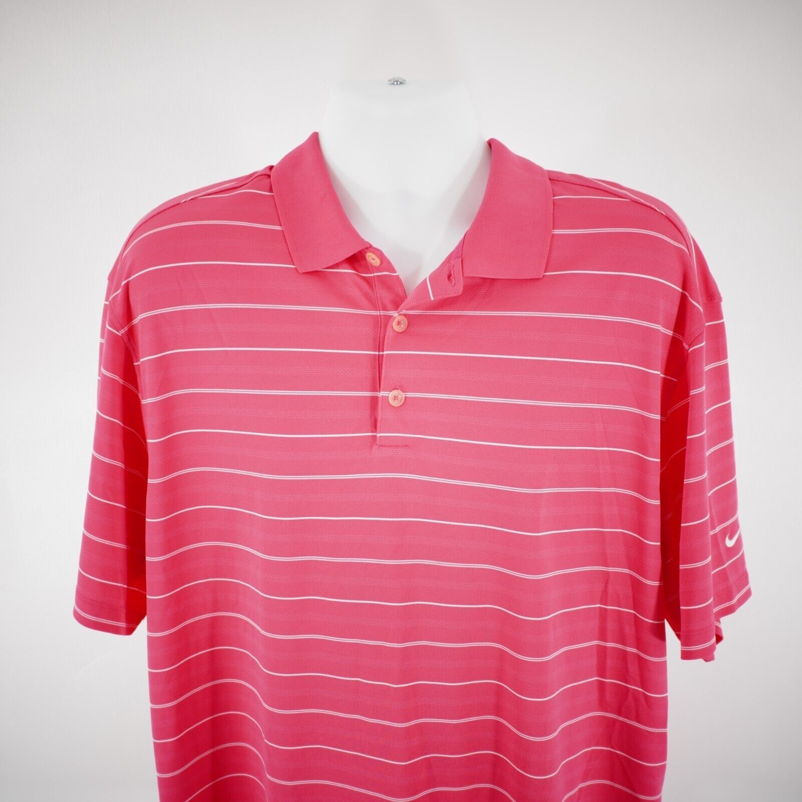 Nike Nike Golf Dri-Fit Pink Striped Polyester XL Short Sleeve Pol Size US XL / EU 56 / 4 - 1 Thumbnail