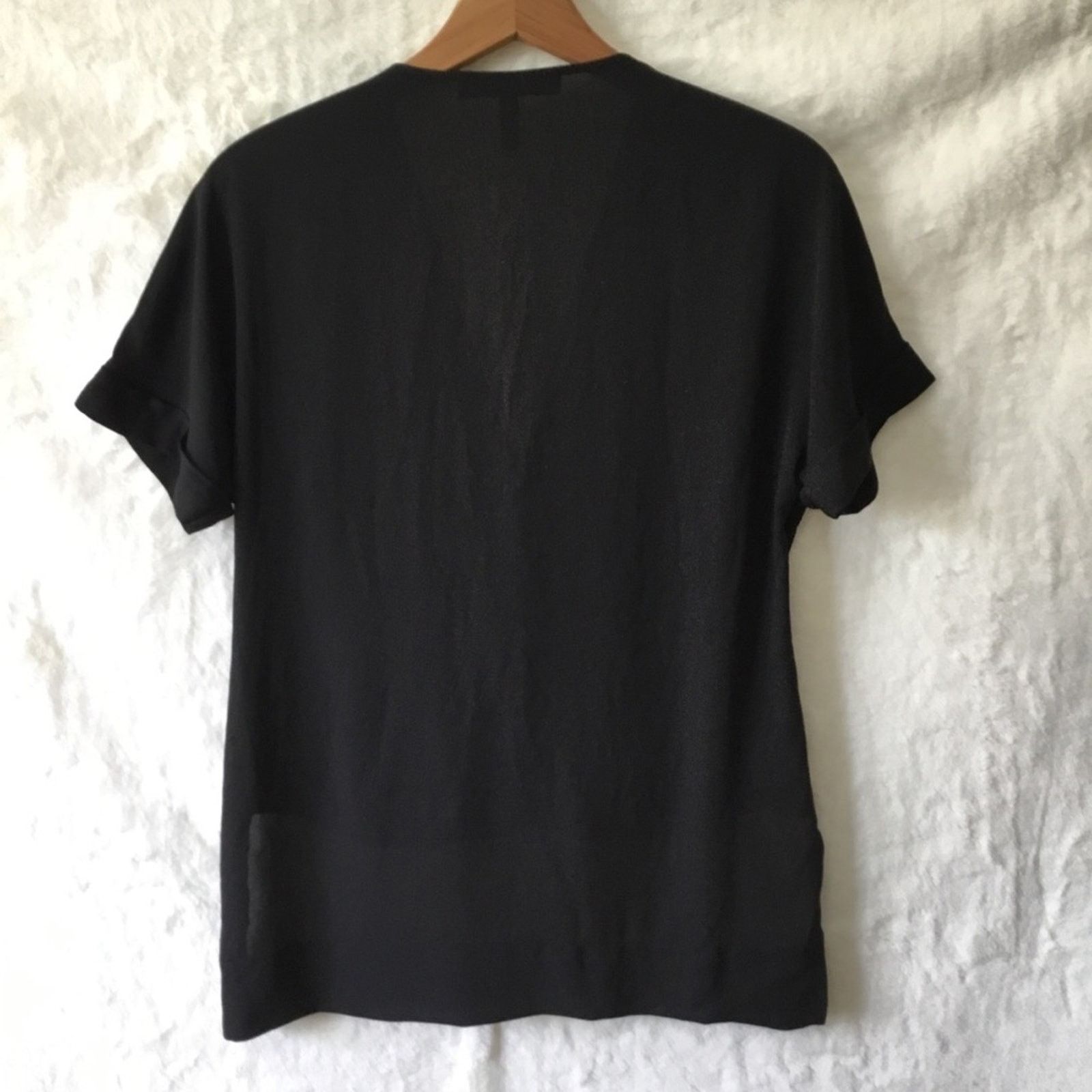 Bcbgmaxazria BCBGMaxAzria Black Drape Front Hi-Low Sheer Top Size XS / US 0-2 / IT 36-38 - 12 Thumbnail
