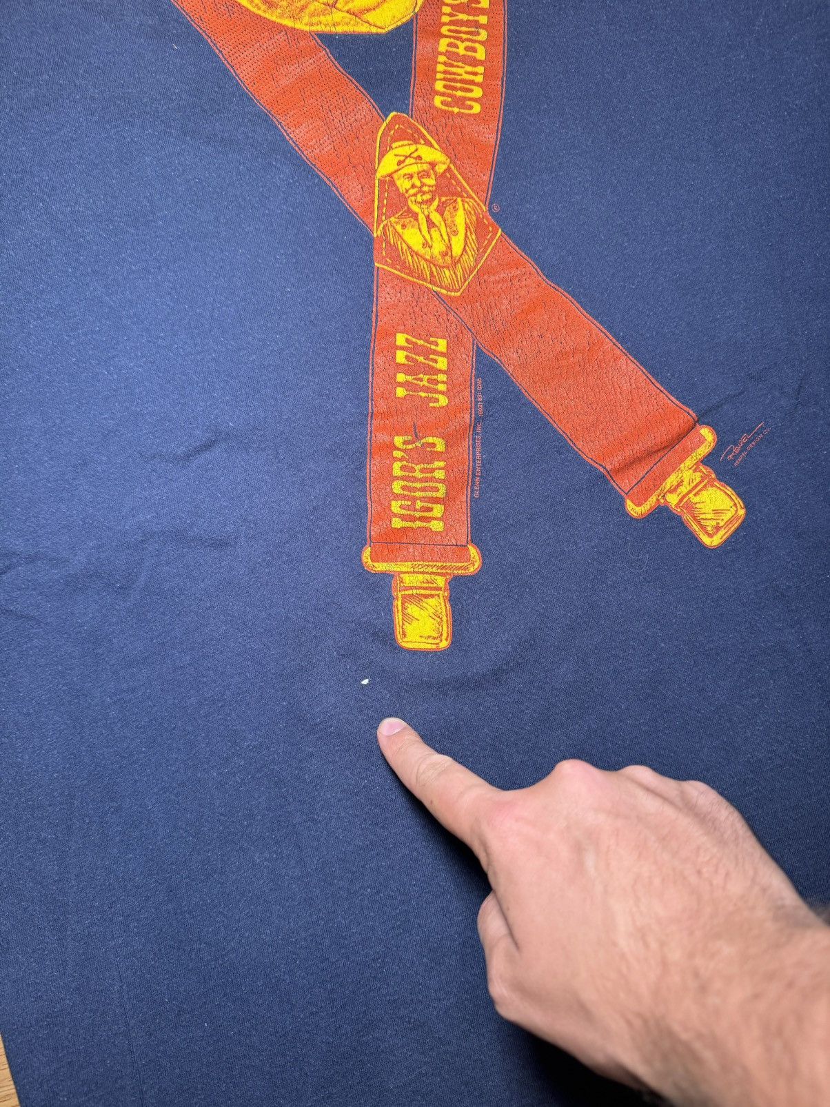 Band Tees × Fruit Of The Loom × Vintage 90s Igor’s Jazz Cowboys suspenders/bandana graphic tee rare Size US XL / EU 56 / 4 - 7 Thumbnail