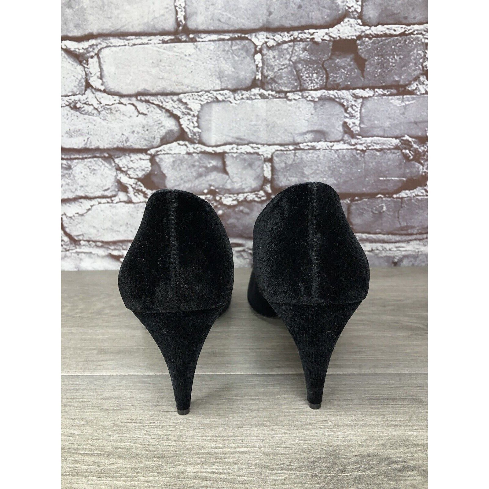 Other Private Collection Black Suede Rhinestone Pointed Toe Pumps Size US 9.5 / IT 39.5 - 5 Thumbnail
