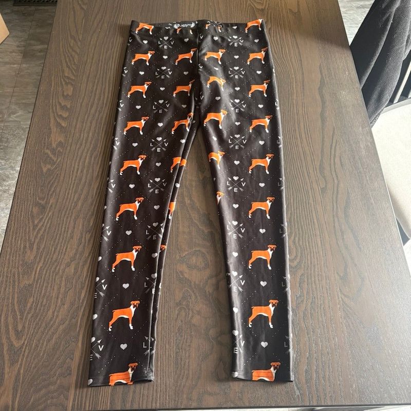 Other Anarchy 307 Womens Large Black Leggings Boxer Love Dog Lover Size 29" - 5 Thumbnail