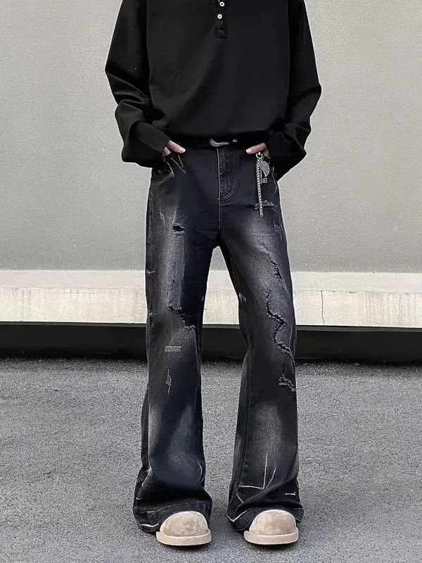 VIBE High street vintage ripped micro flare baggy jeans Size US 30 / EU 46 - 5 Thumbnail