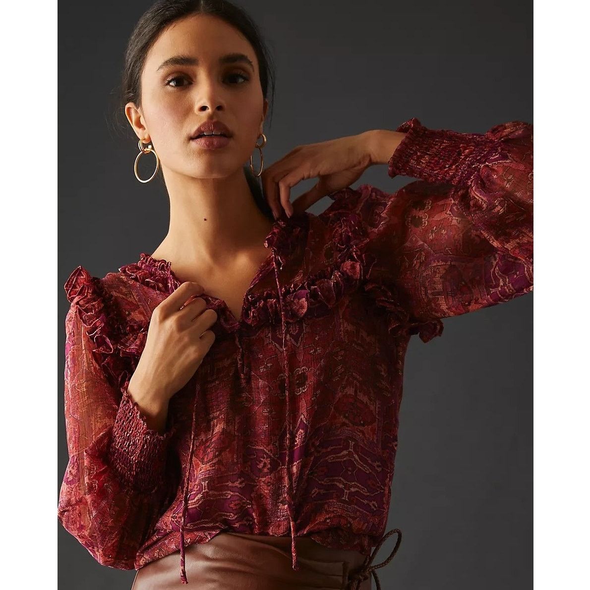 Anthropologie New Anthropologie MISA Raffi Top $295 XSMALL Tapestry Size XS / US 0-2 / IT 36-38 - 1 Thumbnail
