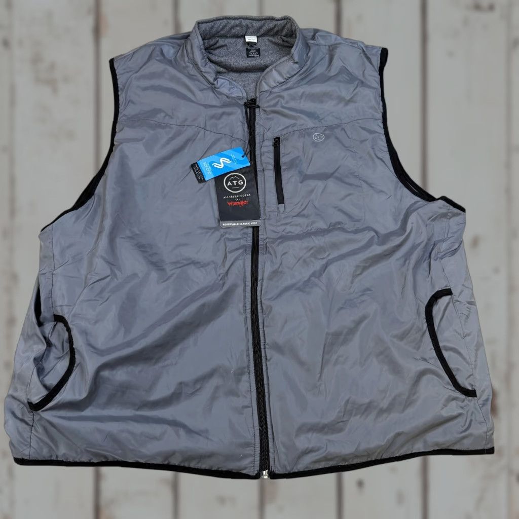 Wrangler Wrangler Vest Mens 2XL Gray Reversible Sorona Zip Insulated All Terrain Gear (ATG) Nylon Quilted Hiking Casual Vintage: No Size US XXL / EU 58 / 5 - 1 Thumbnail