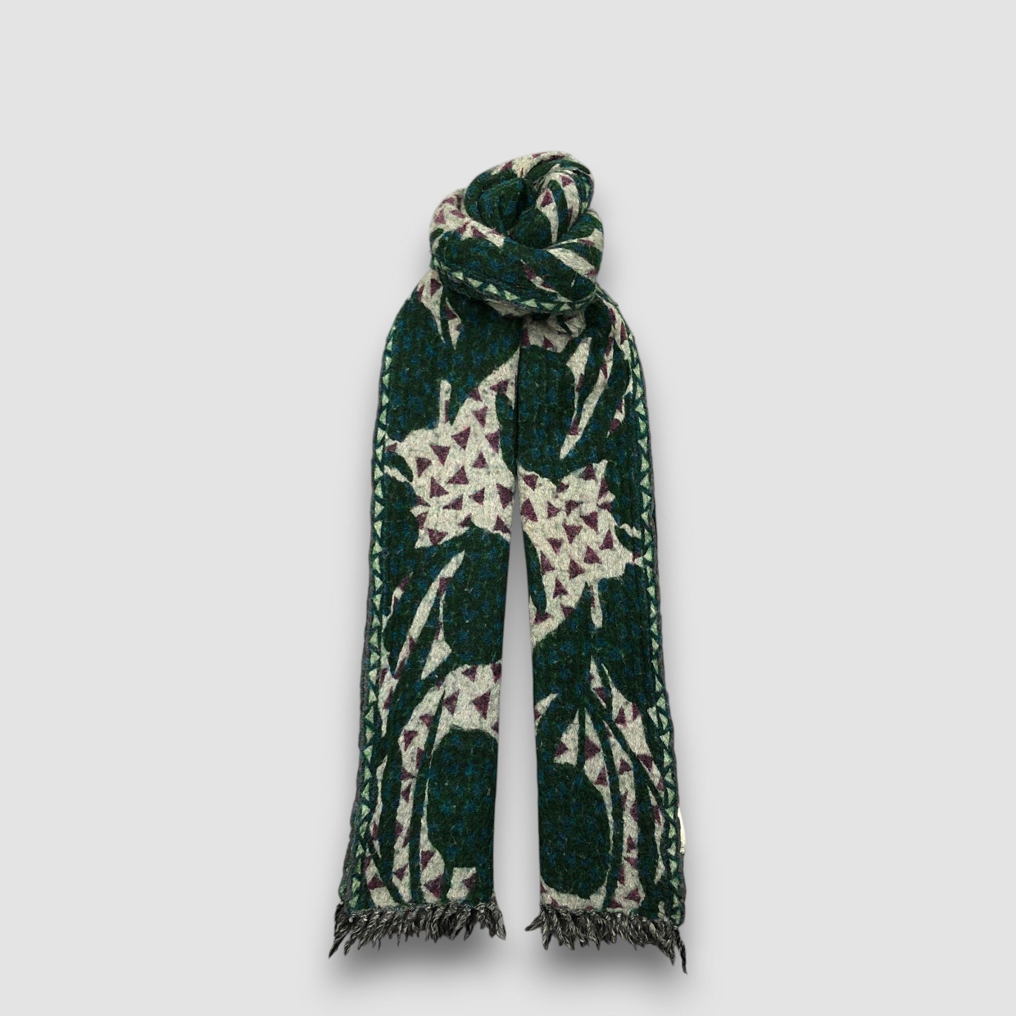 Japanese Brand Vintage Jago Scarf Muffler Abstract Artwork Wool Scarves Size ONE SIZE - 1 Thumbnail
