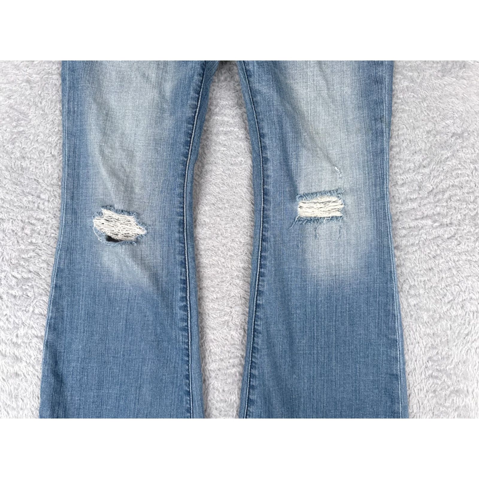 Express Express Jeans Womens 28 Blue Denim Stella Fit & Flare Distressed Low Rise 28x29 Size 28" / US 6 / IT 42 - 3 Thumbnail