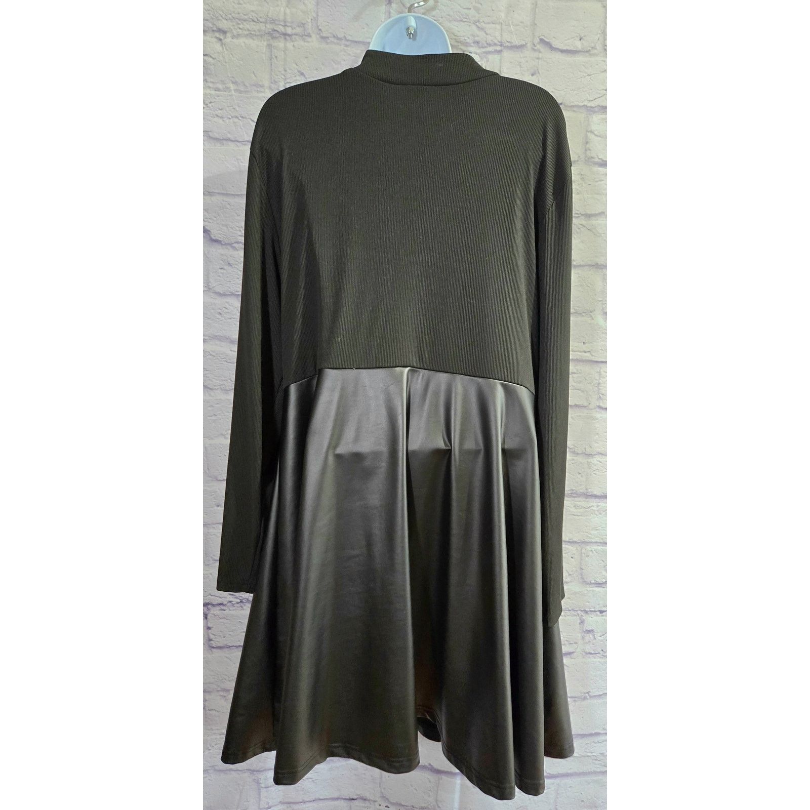 Shein Shein Curve Black Faux Leather Full Zip Front Dress 3XL Size 3XL / US 20-22 - 2 Thumbnail