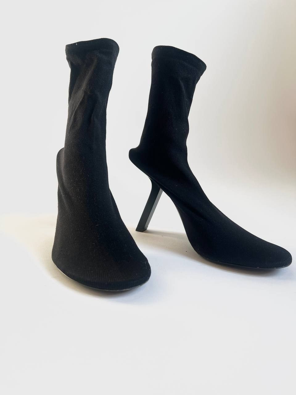 Balenciaga BALENCIAGA Black Stretch Heeled Sock Boots Size US 7.5 / IT 37.5 - 4 Thumbnail