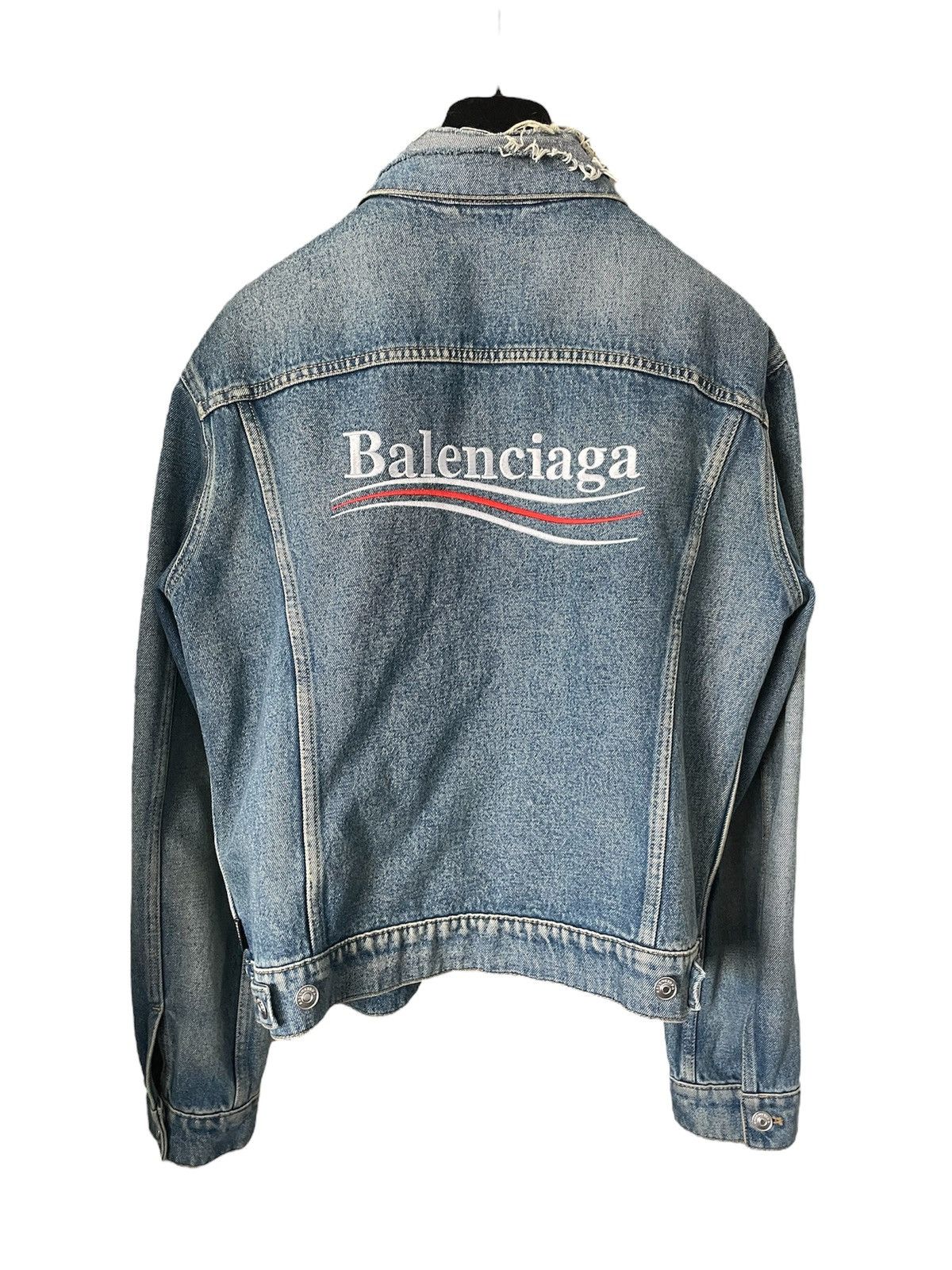 Balenciaga Balenciaga Logo Campaign Distressed Denim Jacket Size US M / EU 48-50 / 2 - 2 Thumbnail