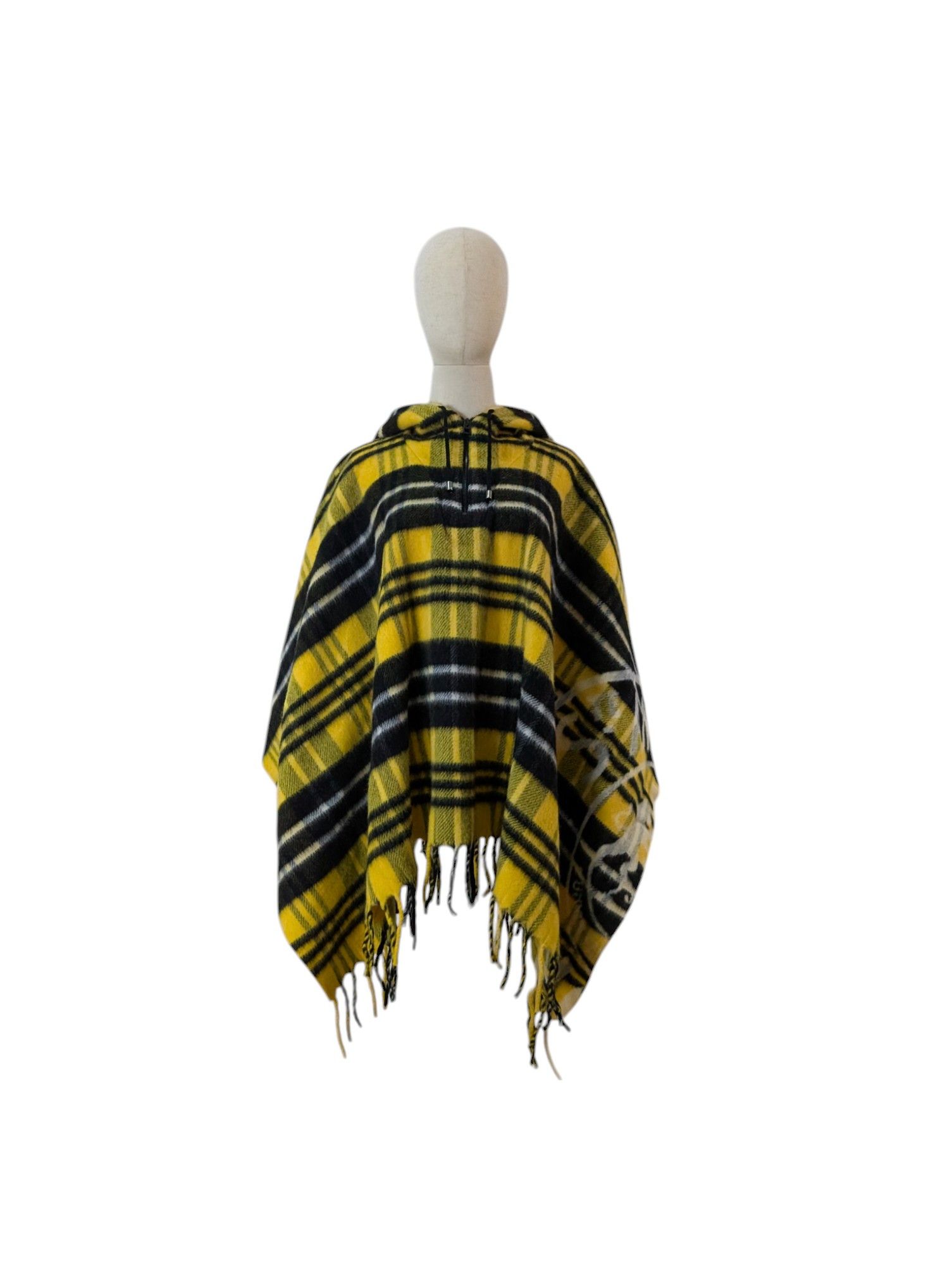 Dior Yellow Tartan Cape With Half-Zip Fringe Hem Size ONE SIZE - 1 Thumbnail