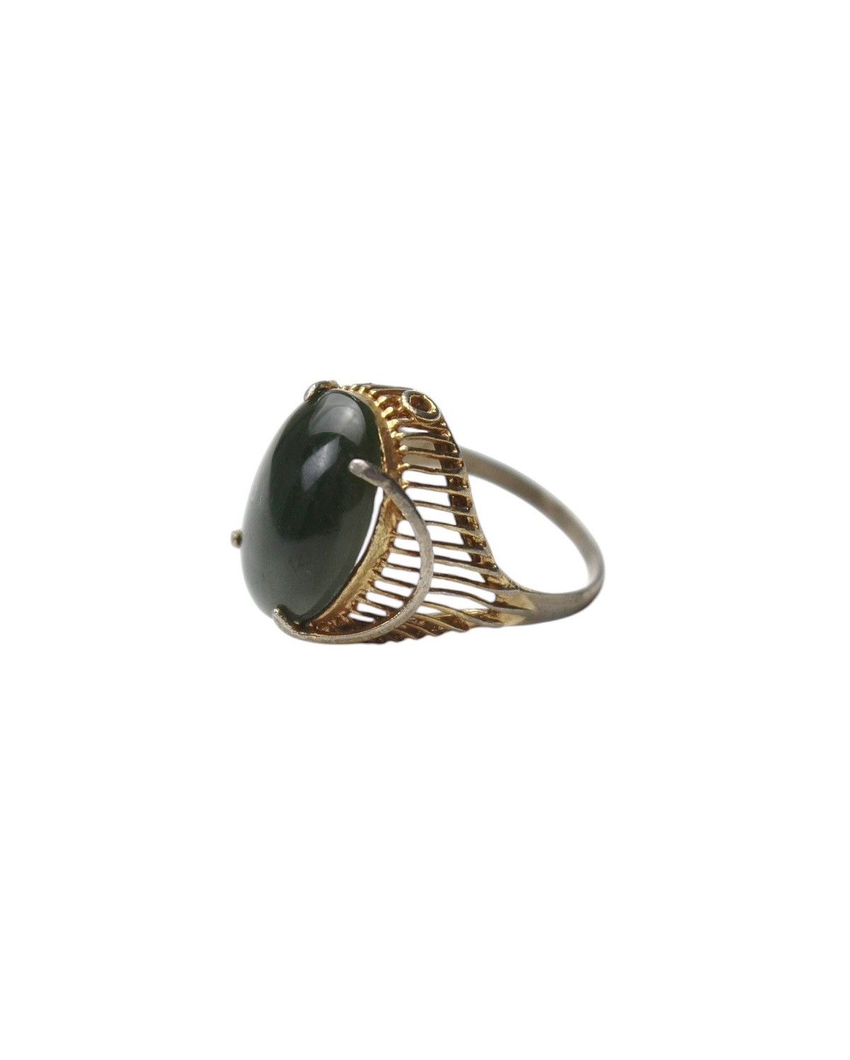 Vintage 2000S JAPANESE MADE COCKTAIL RING WITH DARK STONE Size ONE SIZE - 1 Thumbnail