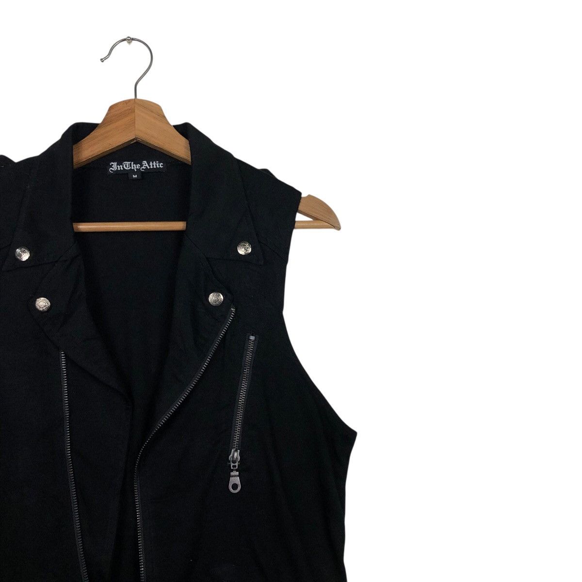 Hysteric Glamour 📌Rich Black Double Collar Tank Top Punk Design In The Attic Size US M / EU 48-50 / 2 - 7 Thumbnail