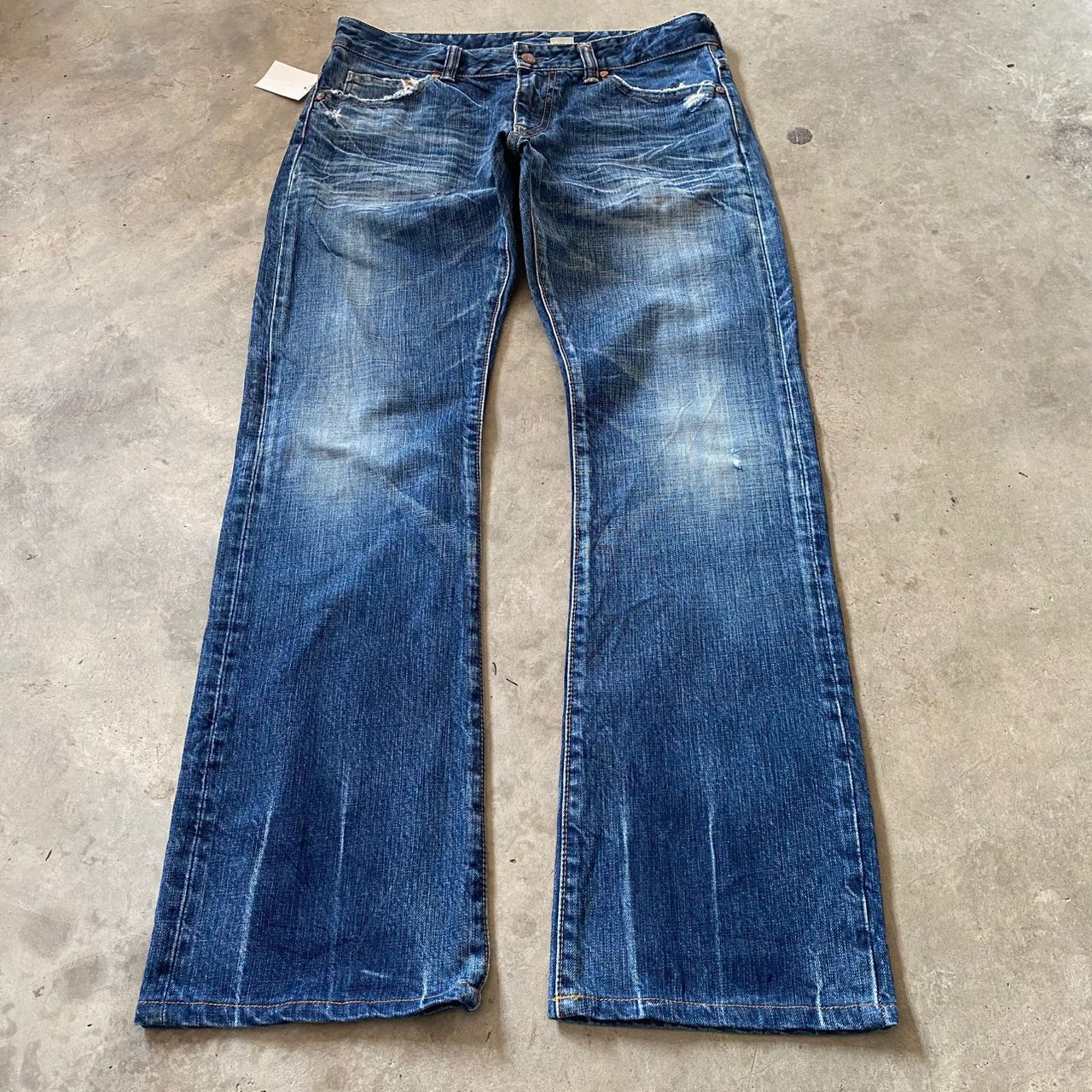 Japanese Brand Vintage River & Blue Flare Distressed Denim Size US 32 / EU 48 - 3 Thumbnail