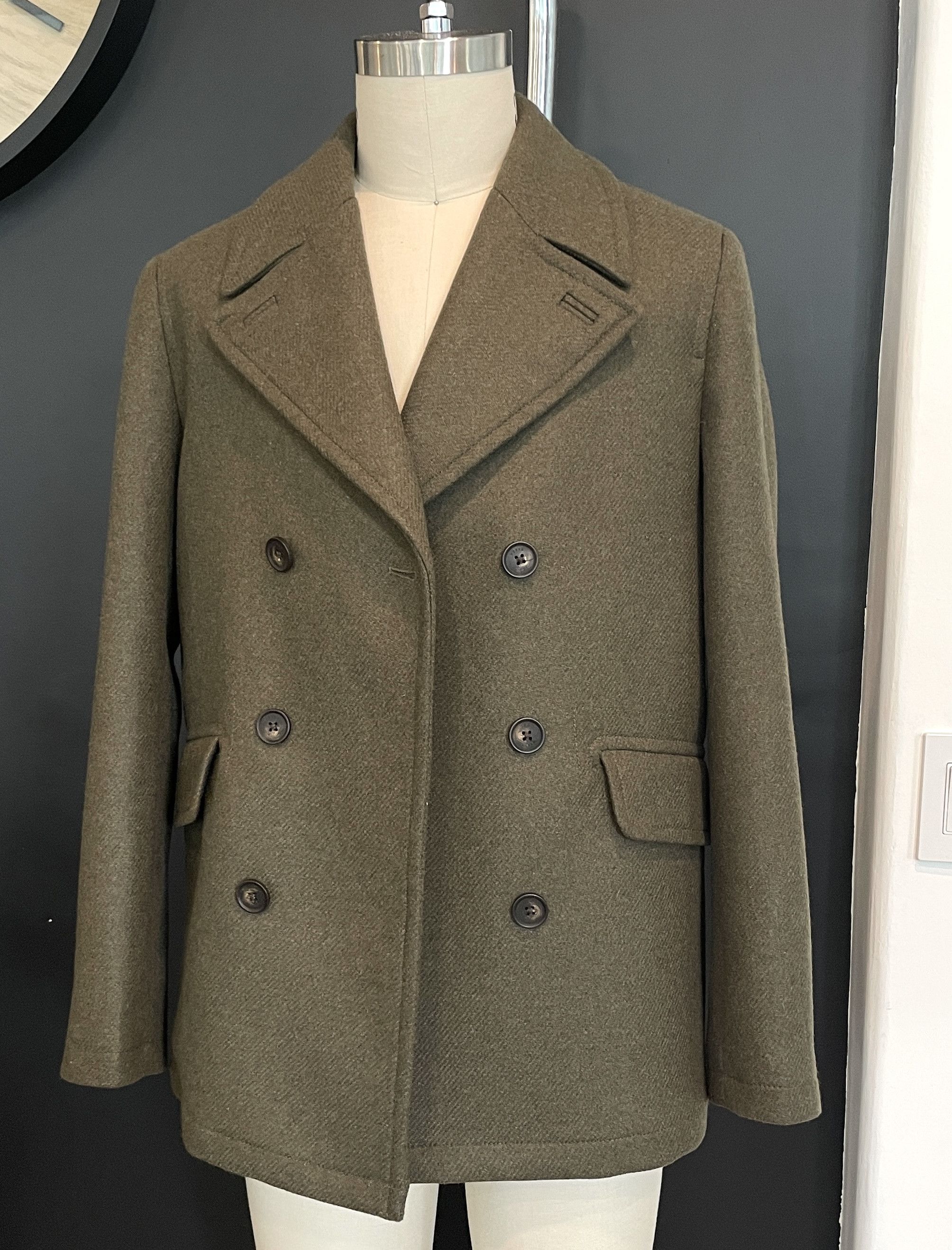 Ted Baker Ted Baker 273719 Mens Olive Green Wool Blend Peacoat Size 2 Size US M / EU 48-50 / 2 - 6 Thumbnail