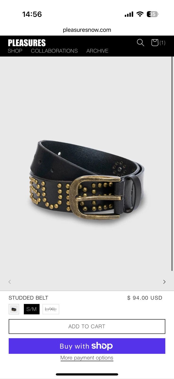 Pleasures Pleasures studded belt black L,XL Size ONE SIZE - 1 Thumbnail