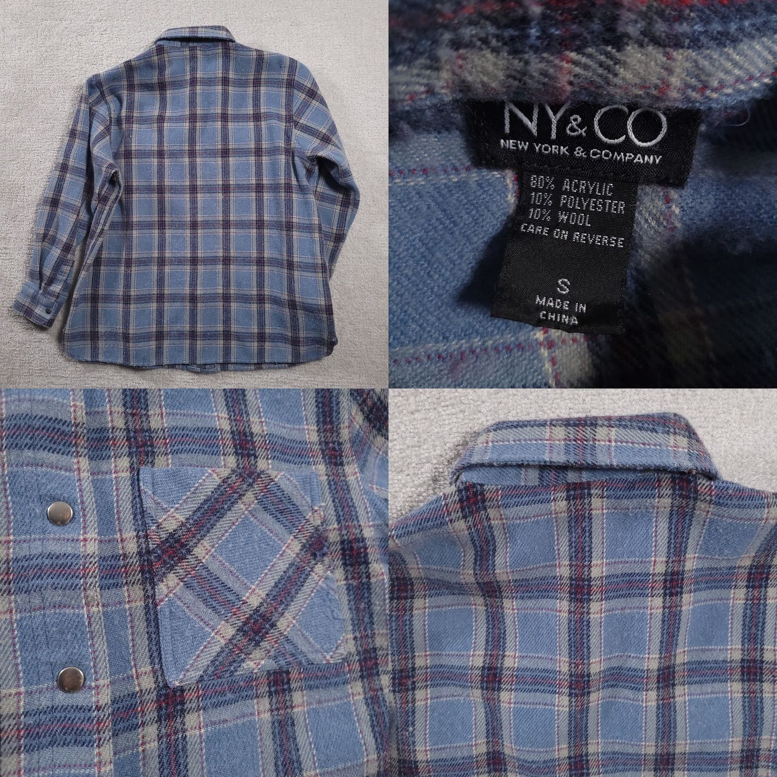 CO VINTAGE NY & CO Plaid Wool Blend Snap Shirt Shacket L/S Men’s Small Blue Wool Blend 90s Outdoor Womens? Size US S / EU 44-46 / 1 - 8 Thumbnail